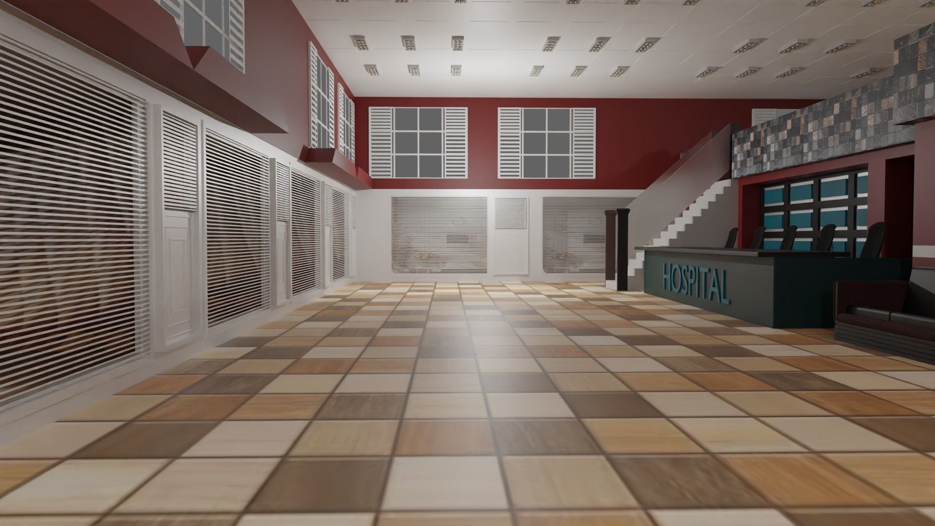 Hospital Interior Low-poly 3D model_2