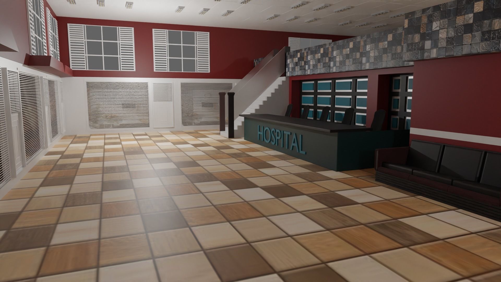 Hospital Interior Low-poly 3D model_1