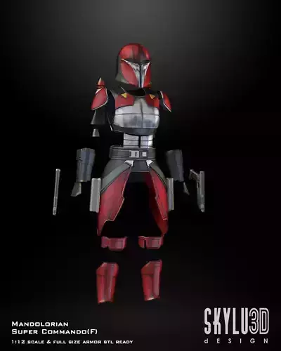 Mandalorian Female Super Commando Props Scale STL 3D print model