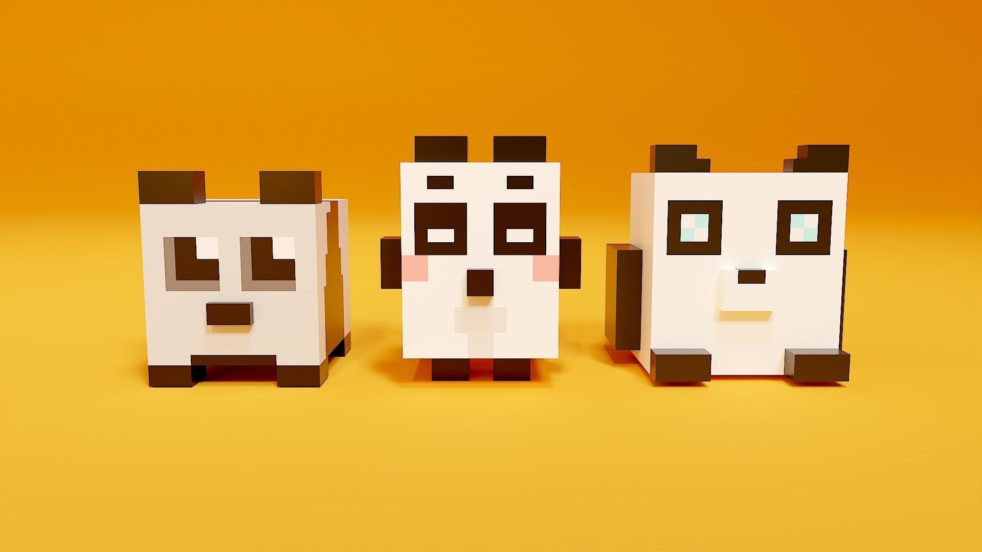 3D model Panda voxel art pack VR / AR / low-poly | CGTrader