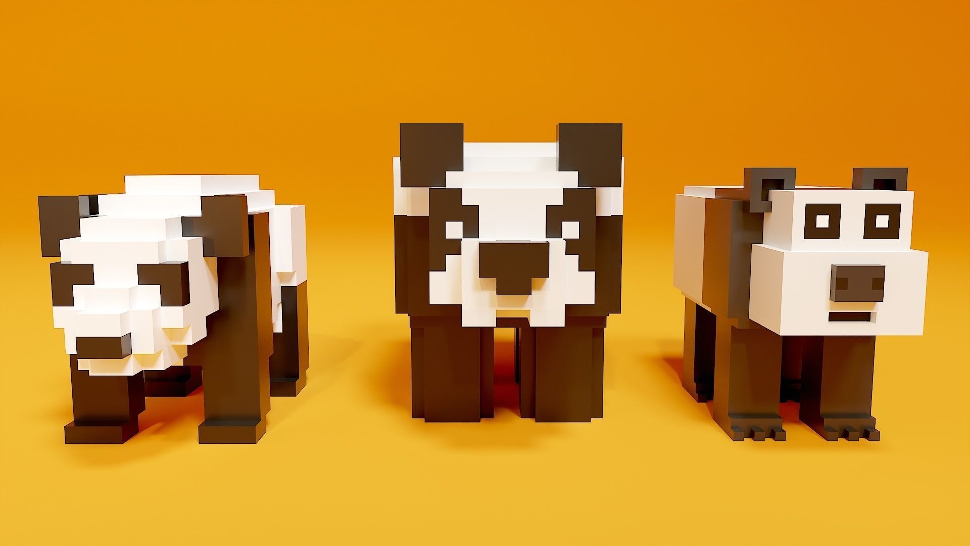 3D model Panda voxel art pack VR / AR / low-poly | CGTrader