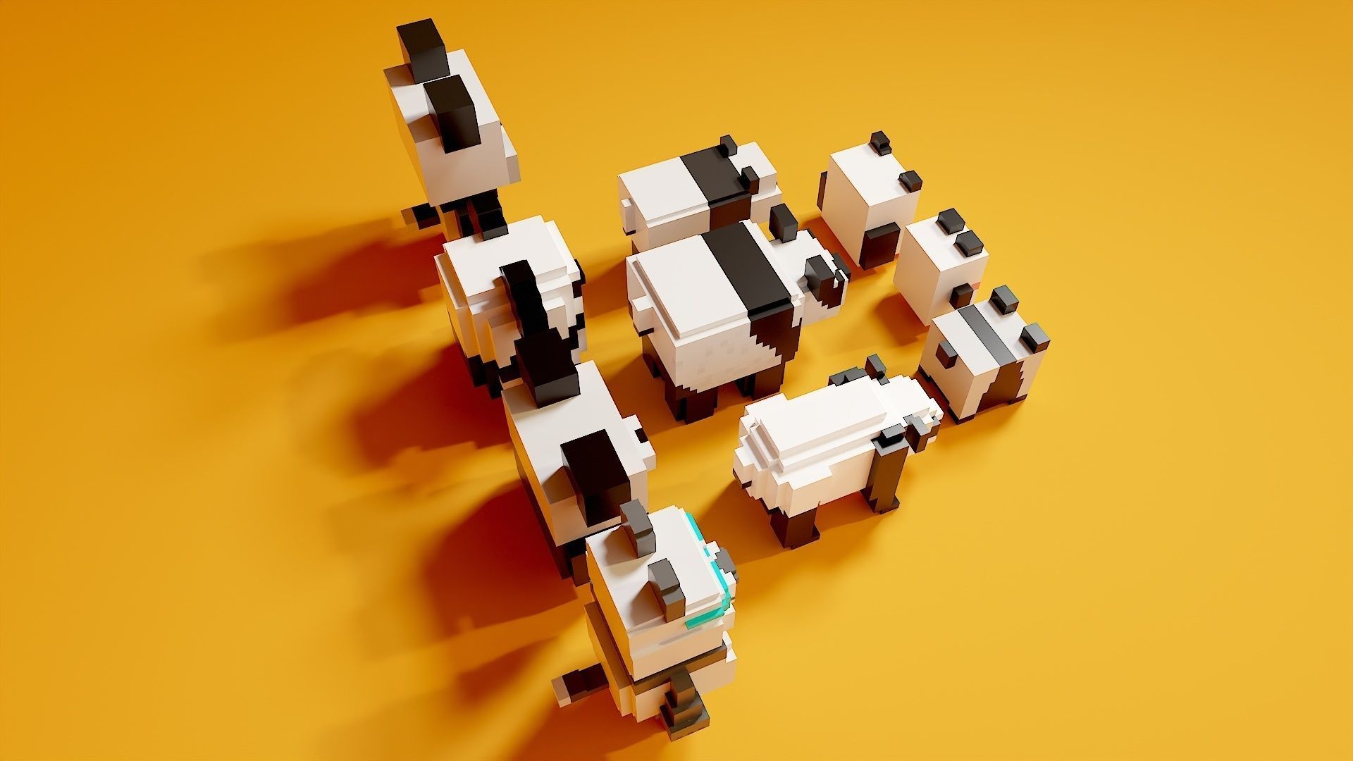 3D model Panda voxel art pack VR / AR / low-poly | CGTrader
