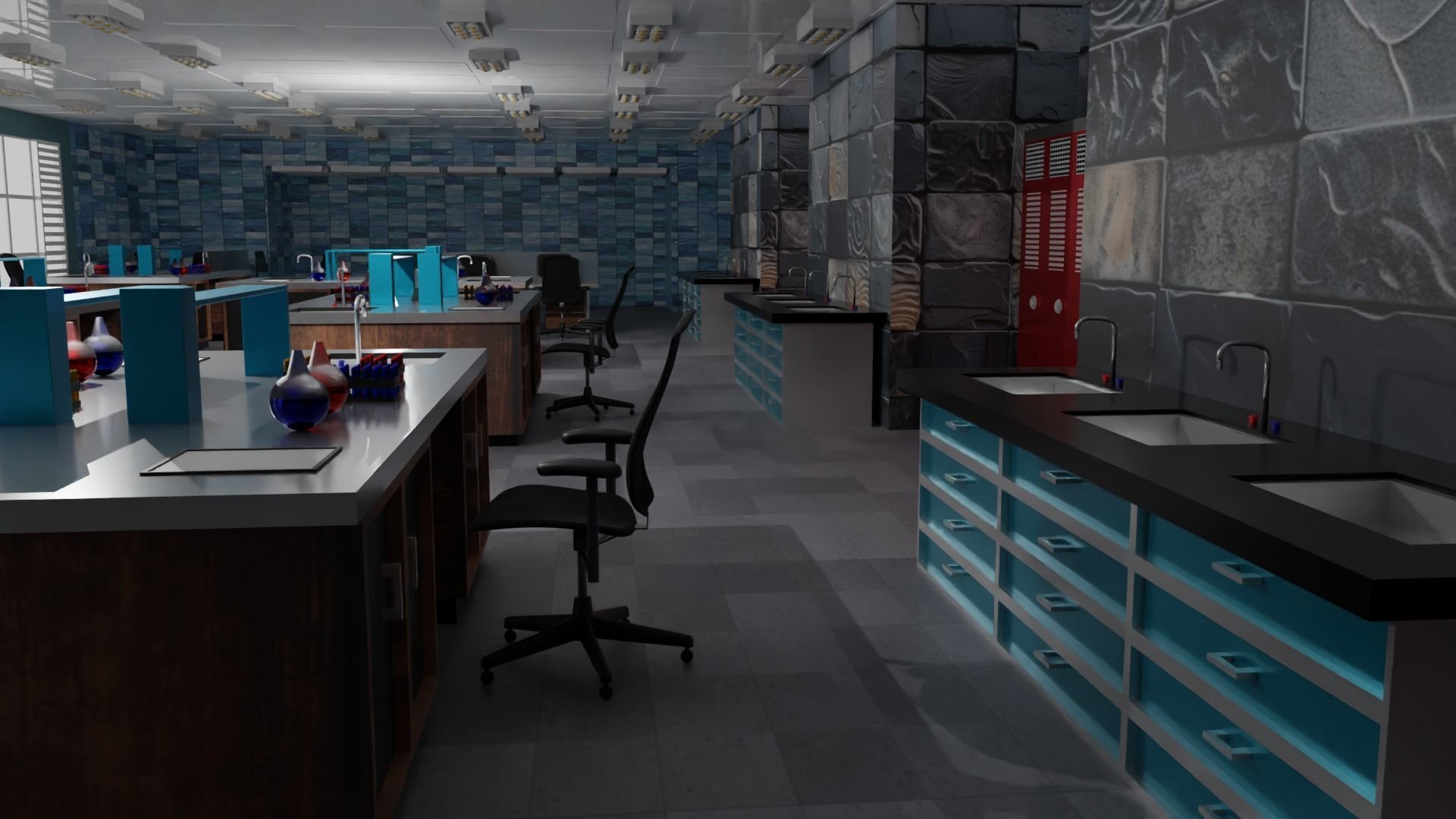 Laboratory Interior Low-poly 3D model_3