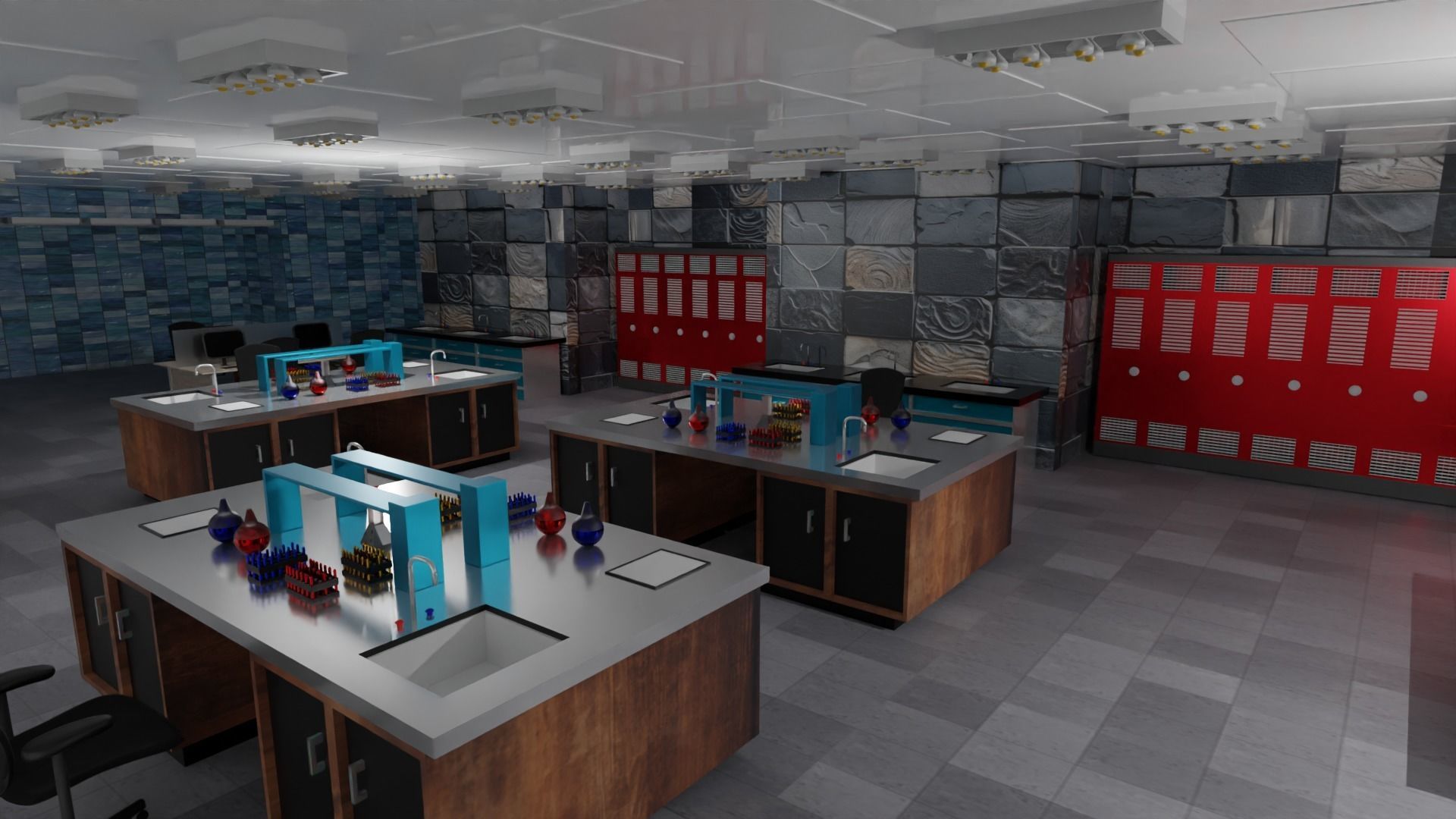 Laboratory Interior Low-poly 3D model_2