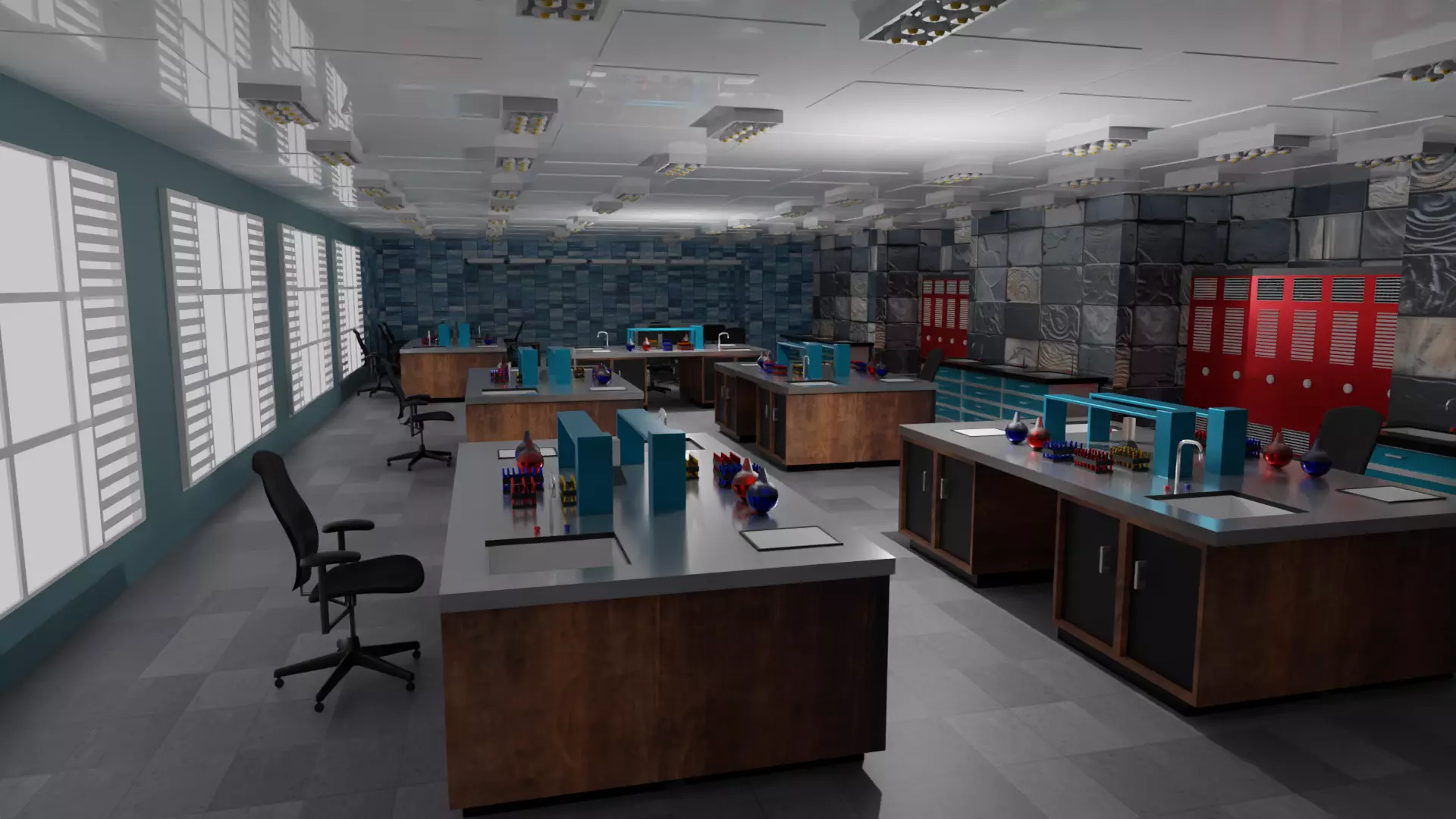 Laboratory Interior Low-poly 3D model_0
