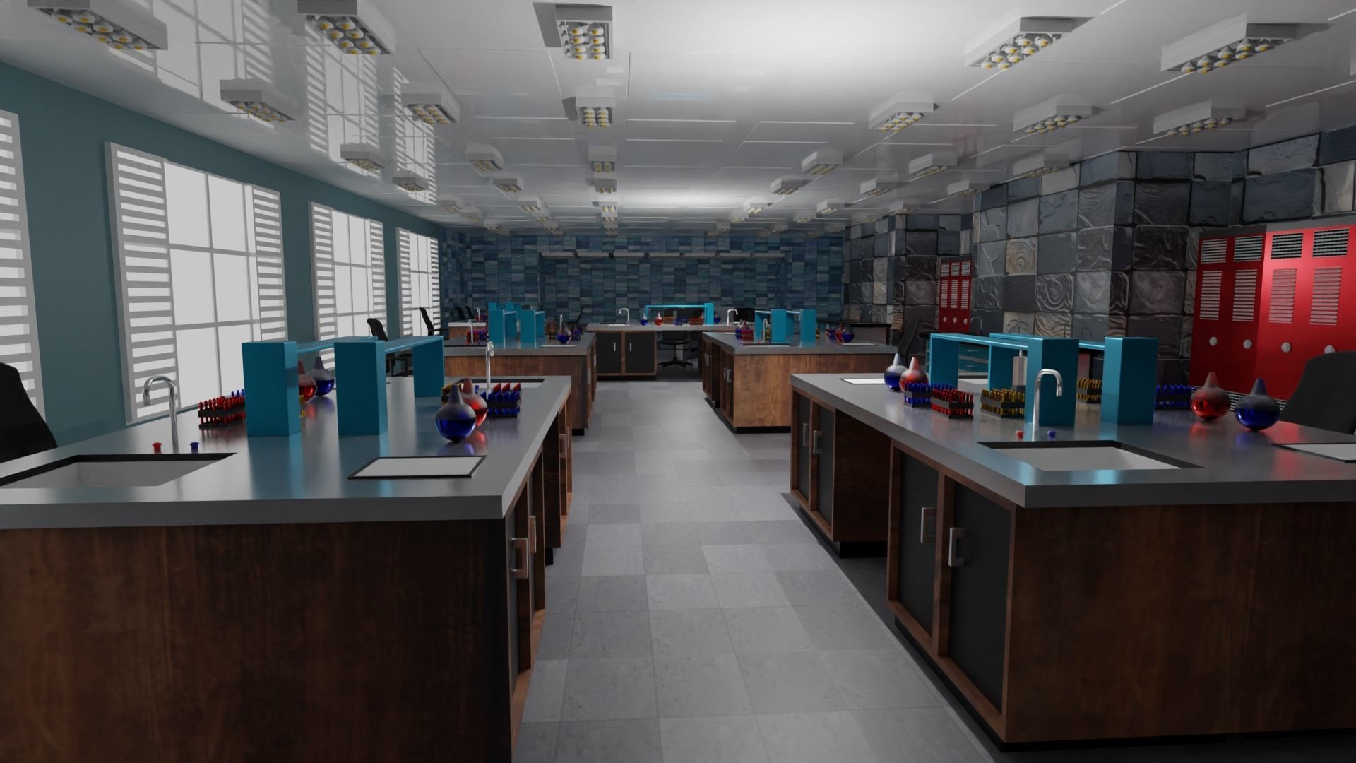 Laboratory Interior Low-poly 3D model_6