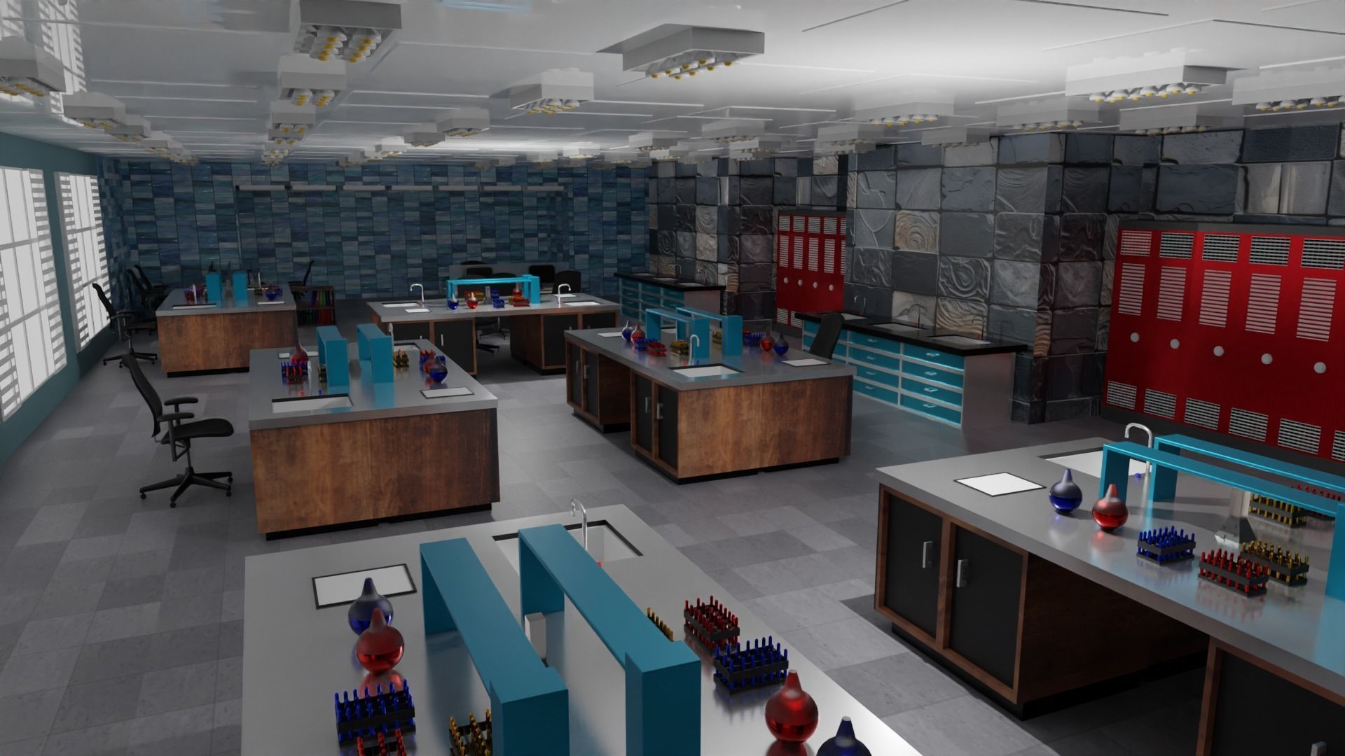 Laboratory Interior Low-poly 3D model_4