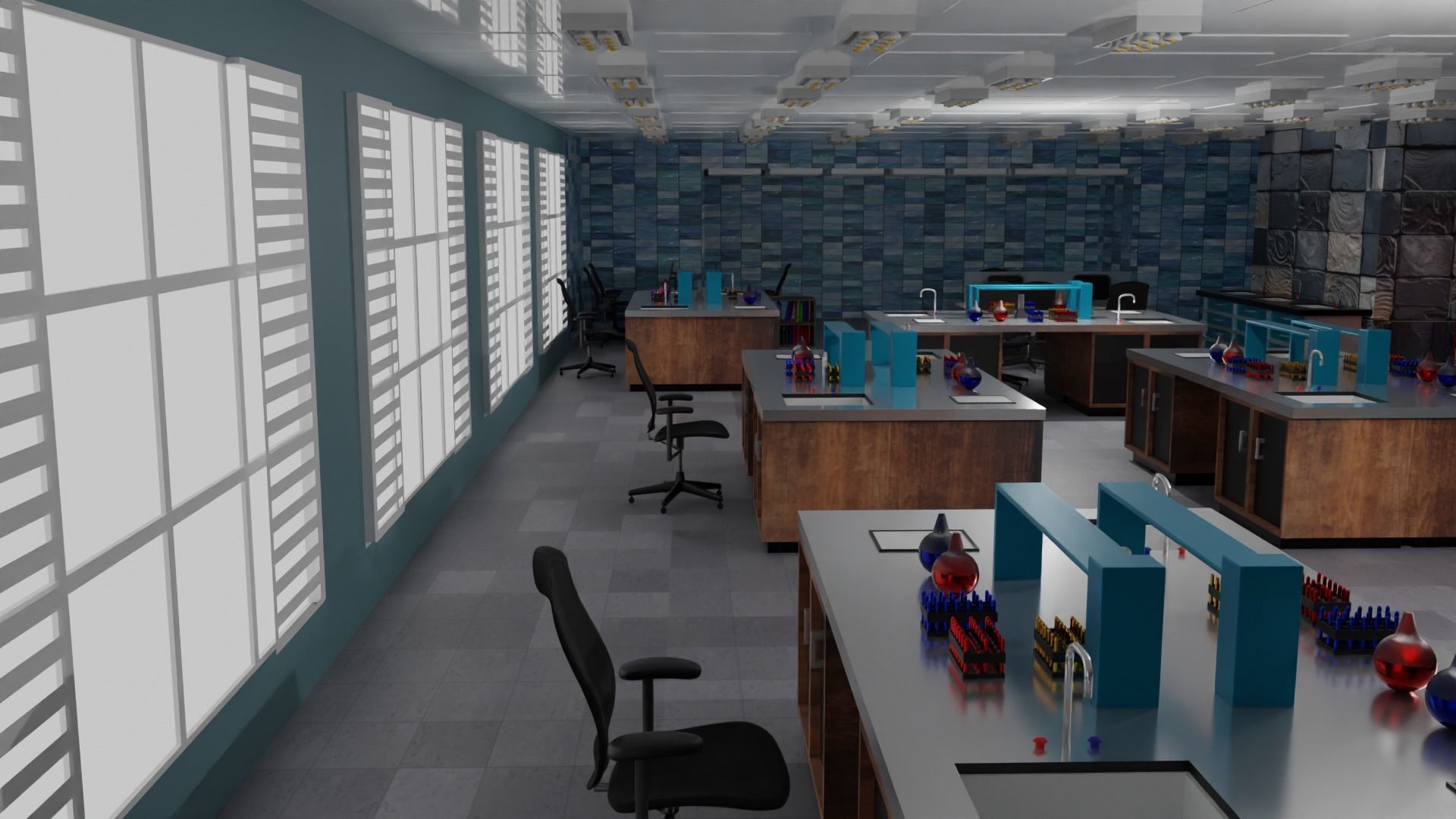 Laboratory Interior Low-poly 3D model_5
