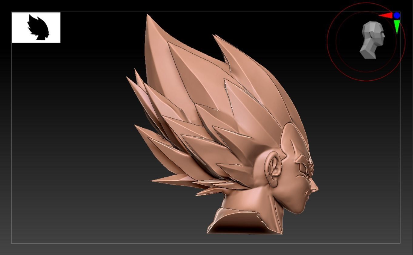 Vegeta Face 3d Model and Ready for Use 3D model 3D print model_9