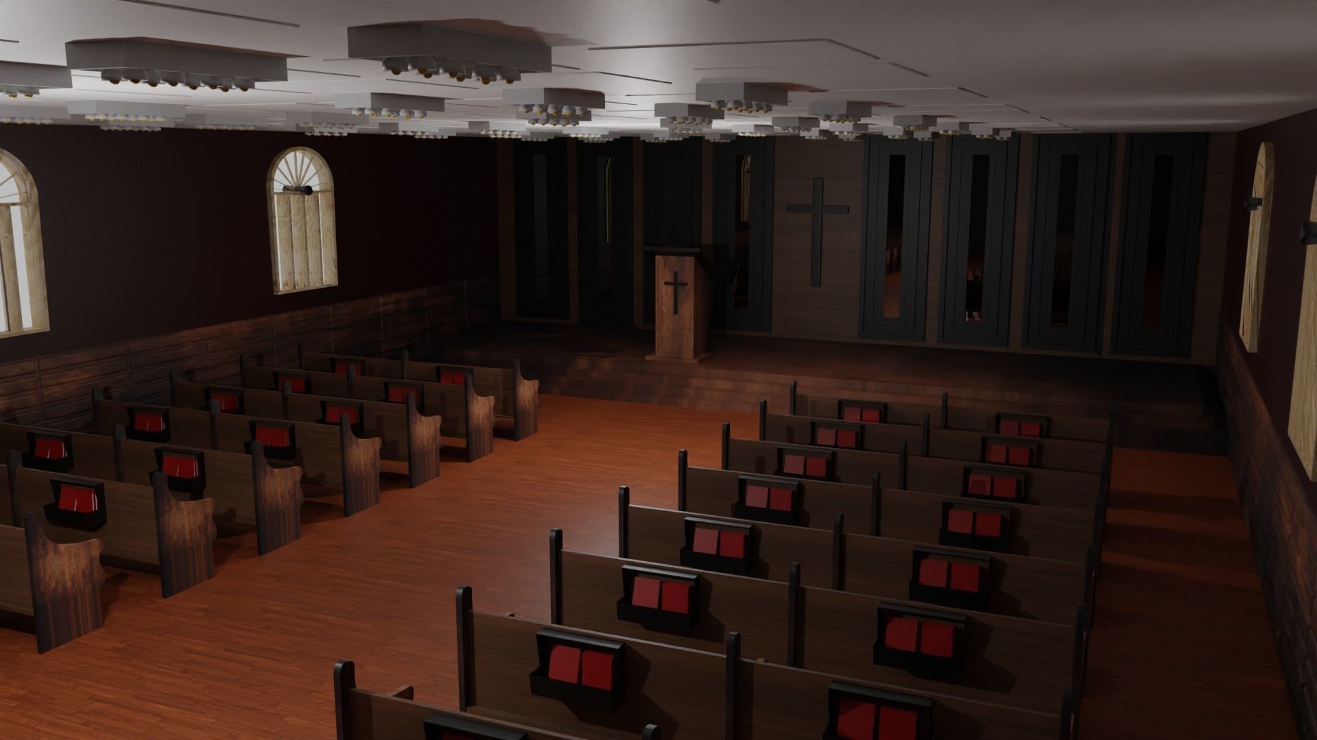 Church Interior Low-poly 3D model_5