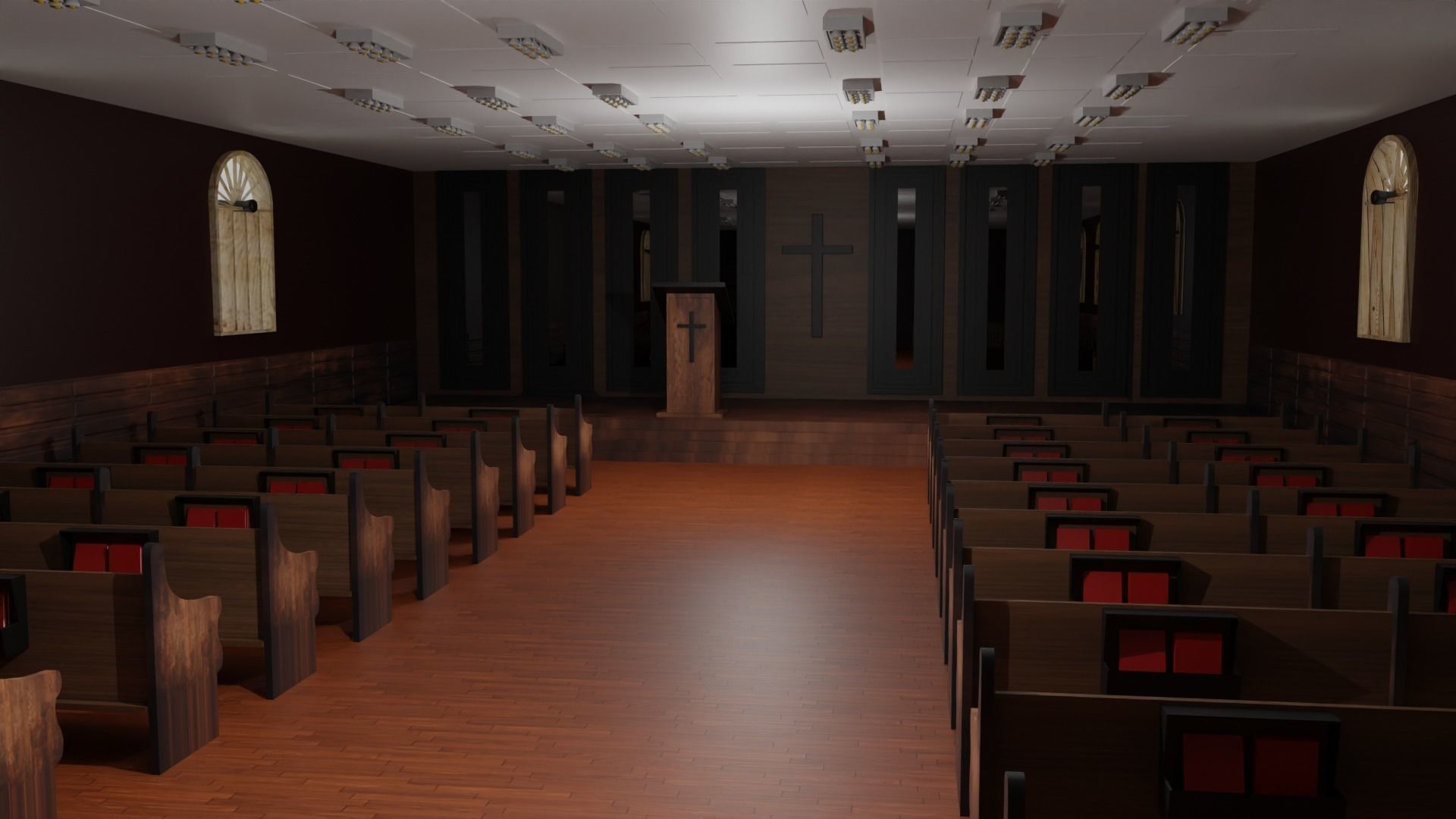 Church Interior Low-poly 3D model_6