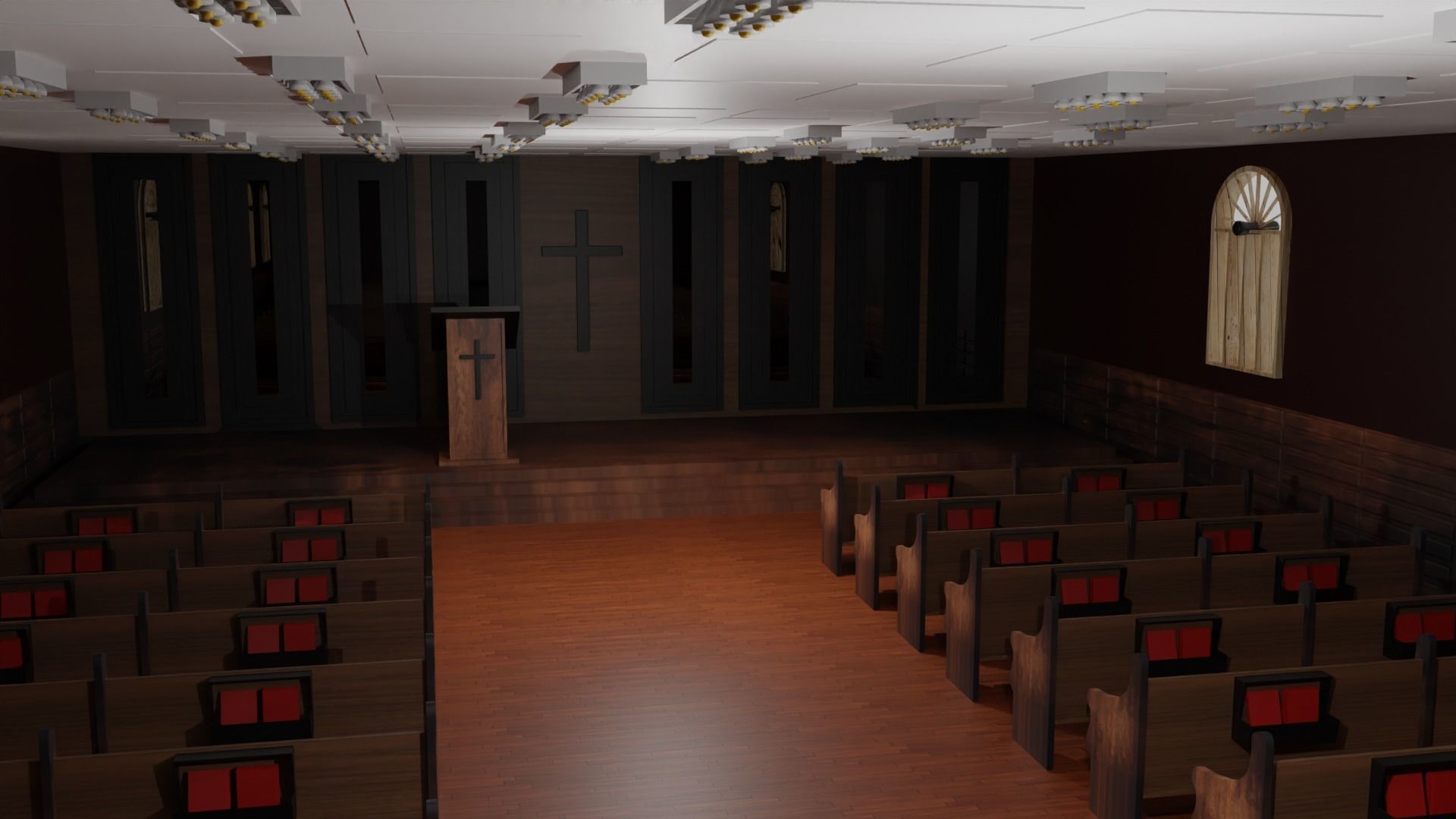 Church Interior Low-poly 3D model_4