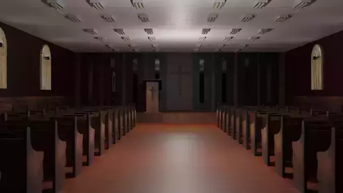 Church Interior Low-poly 3D model