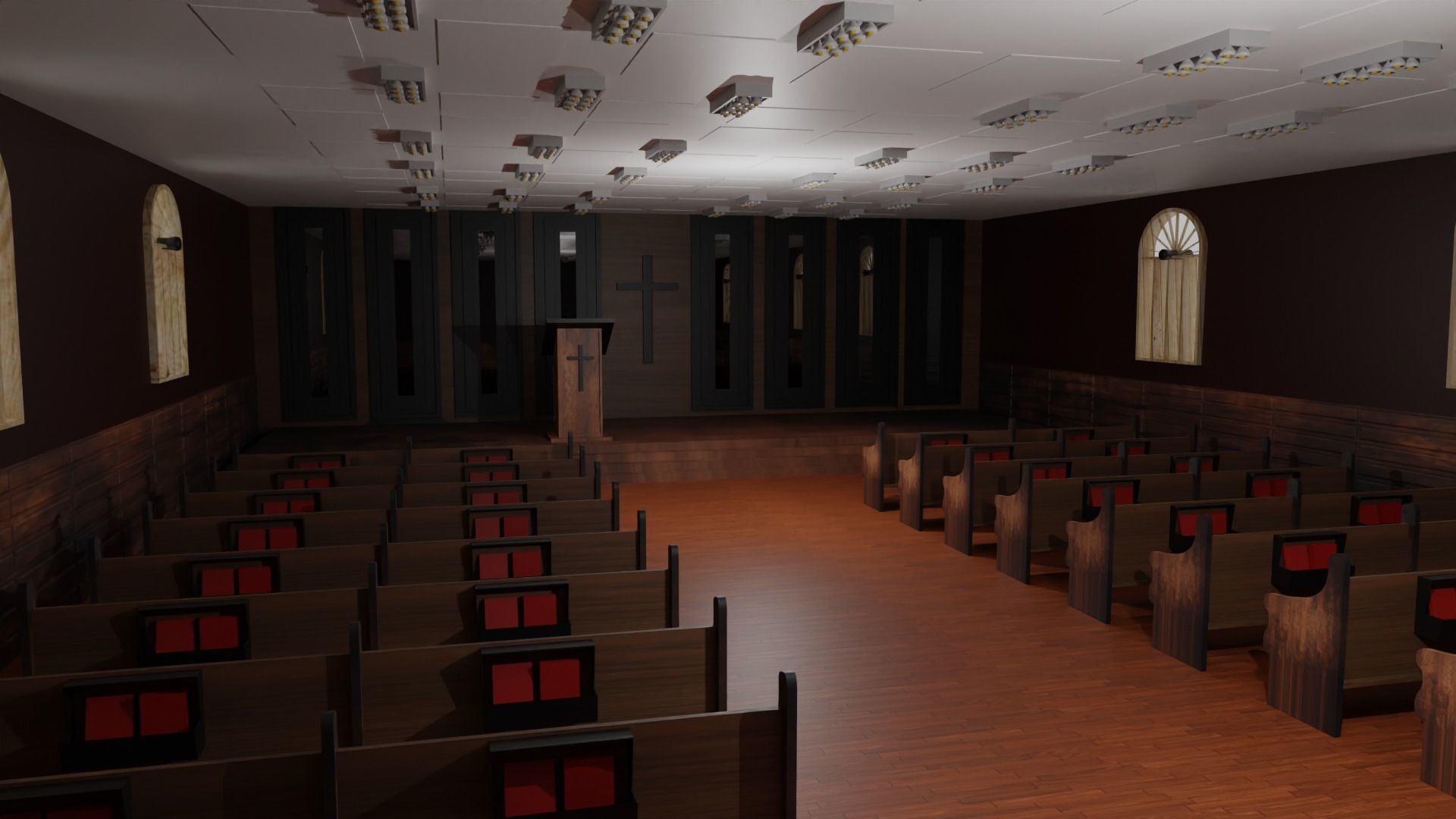 Church Interior Low-poly 3D model_2