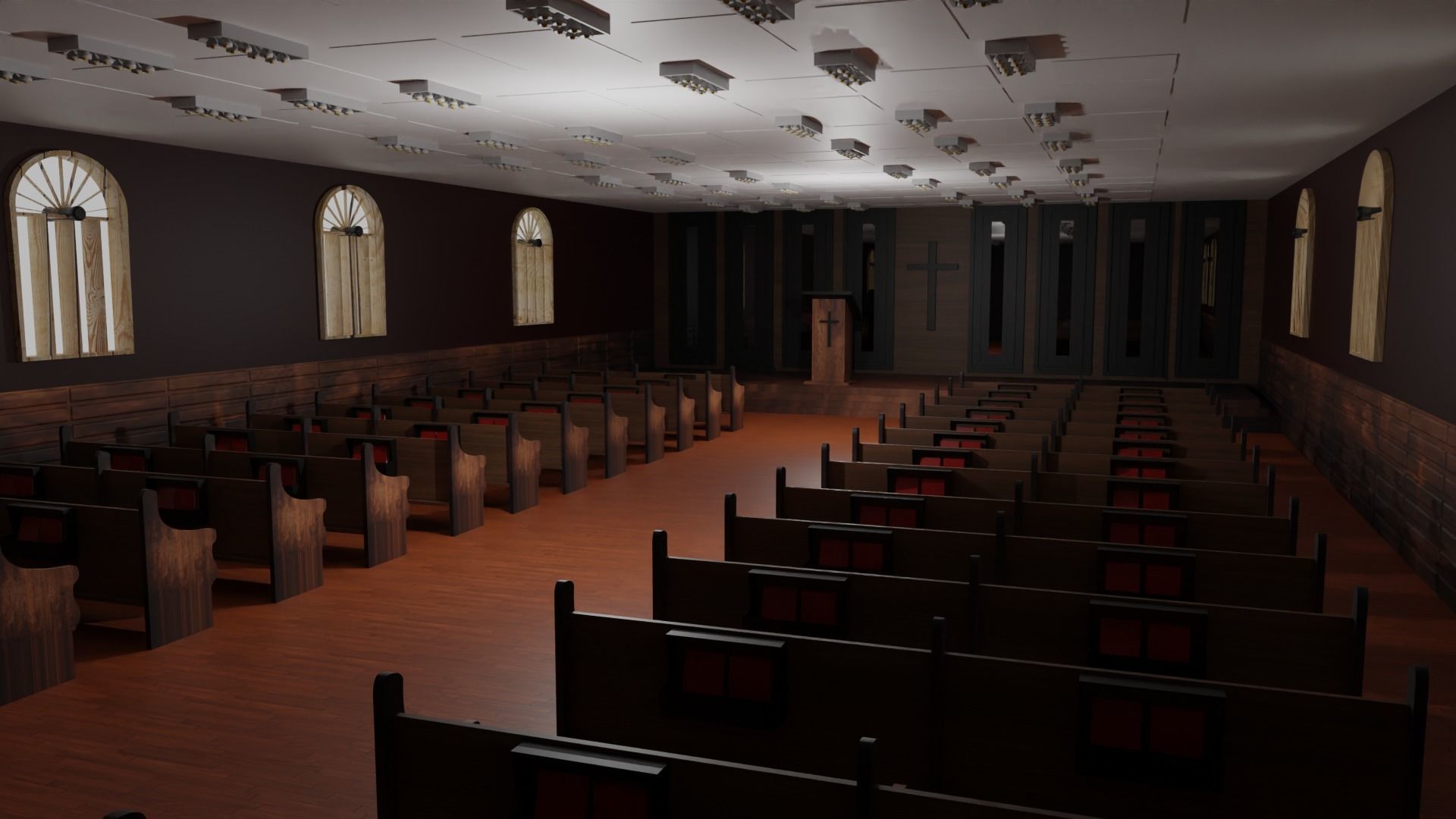 Church Interior Low-poly 3D model_1