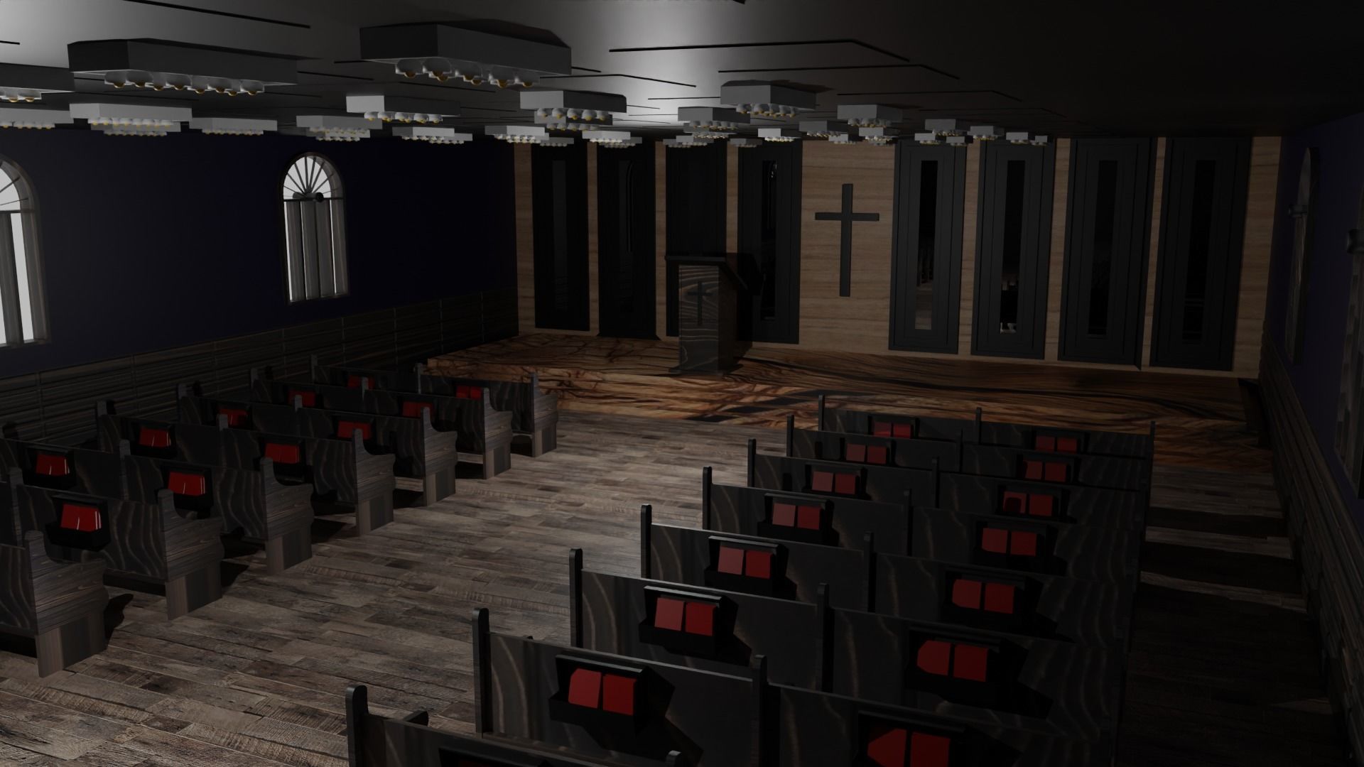 Church Interior Low-poly 3D model_5