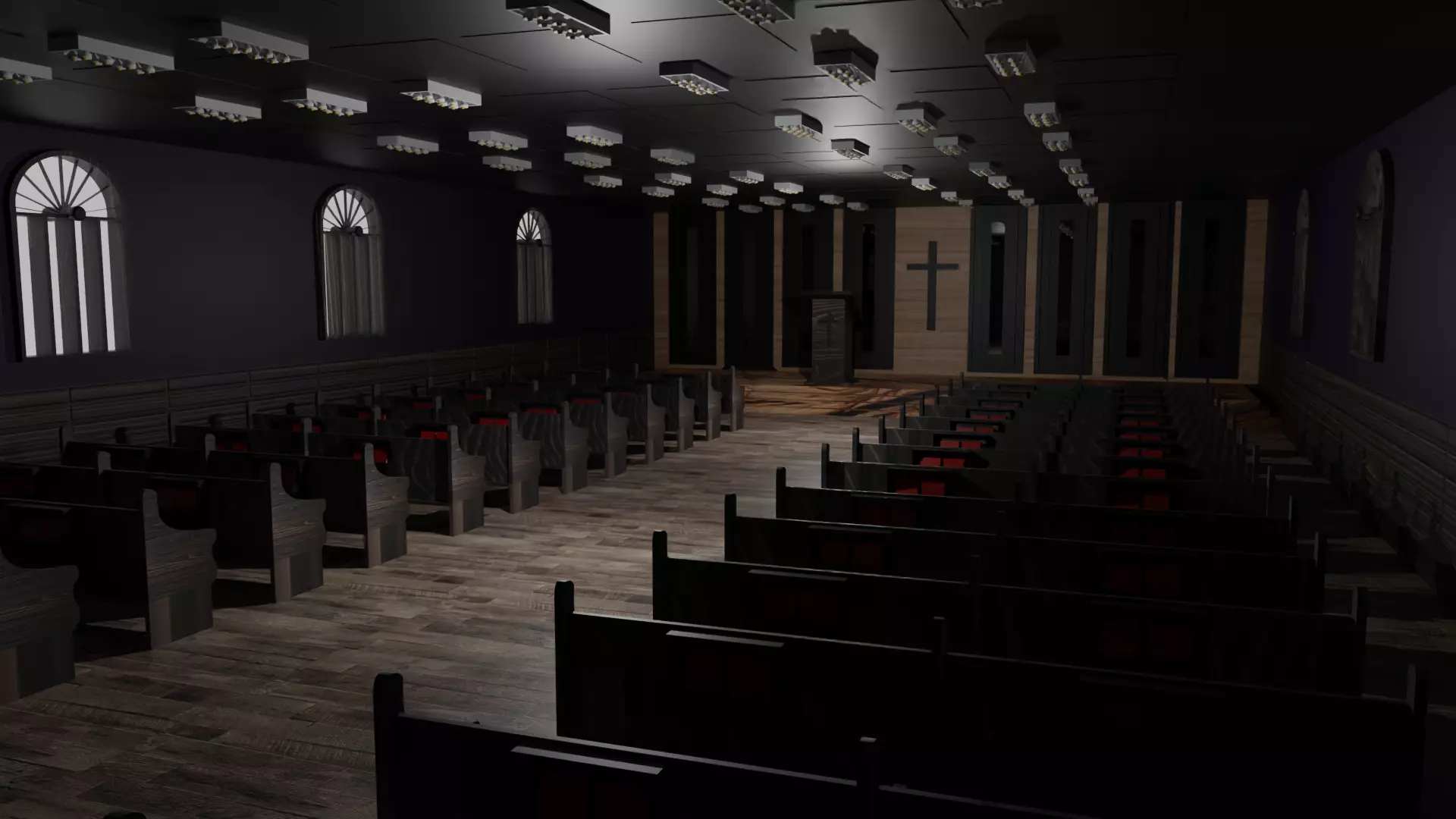 Church Interior Low-poly 3D model_0