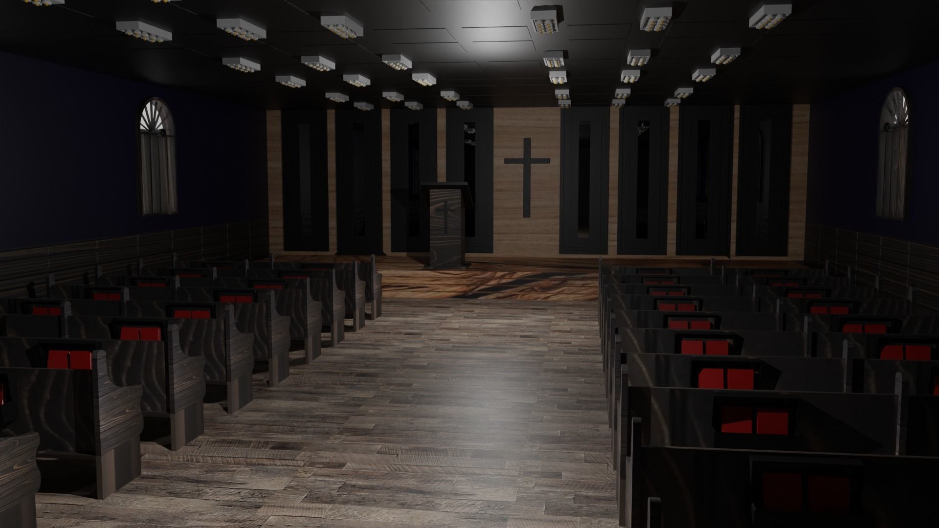 Church Interior Low-poly 3D model_6