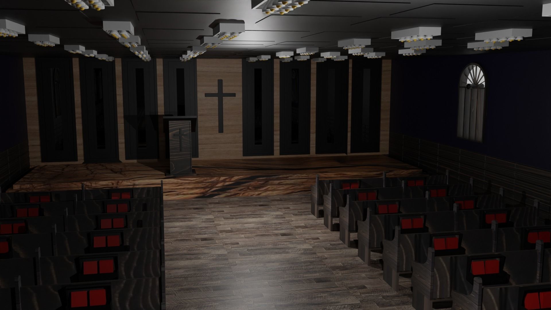 Church Interior Low-poly 3D model_4