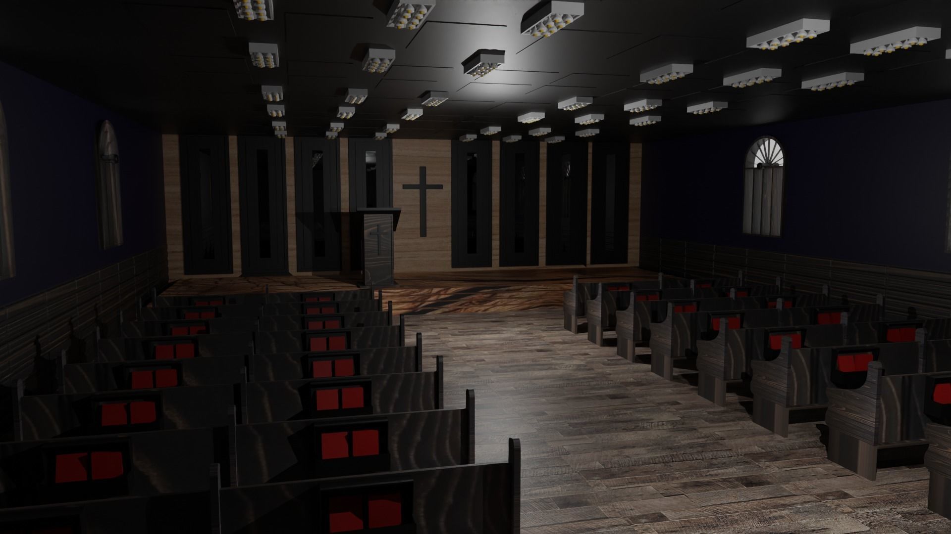 Church Interior Low-poly 3D model_2