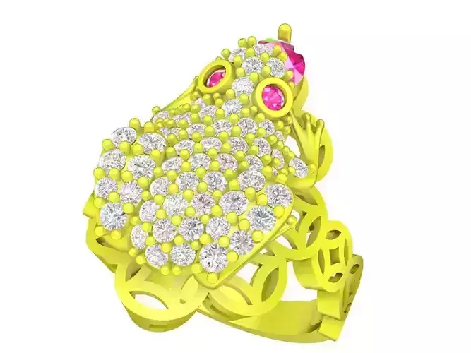 A7096 Diamond Toad Women Ring 3D Model