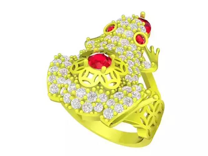 A7098 Flower Chinese Coins Lucky Toad Ring 3D Model