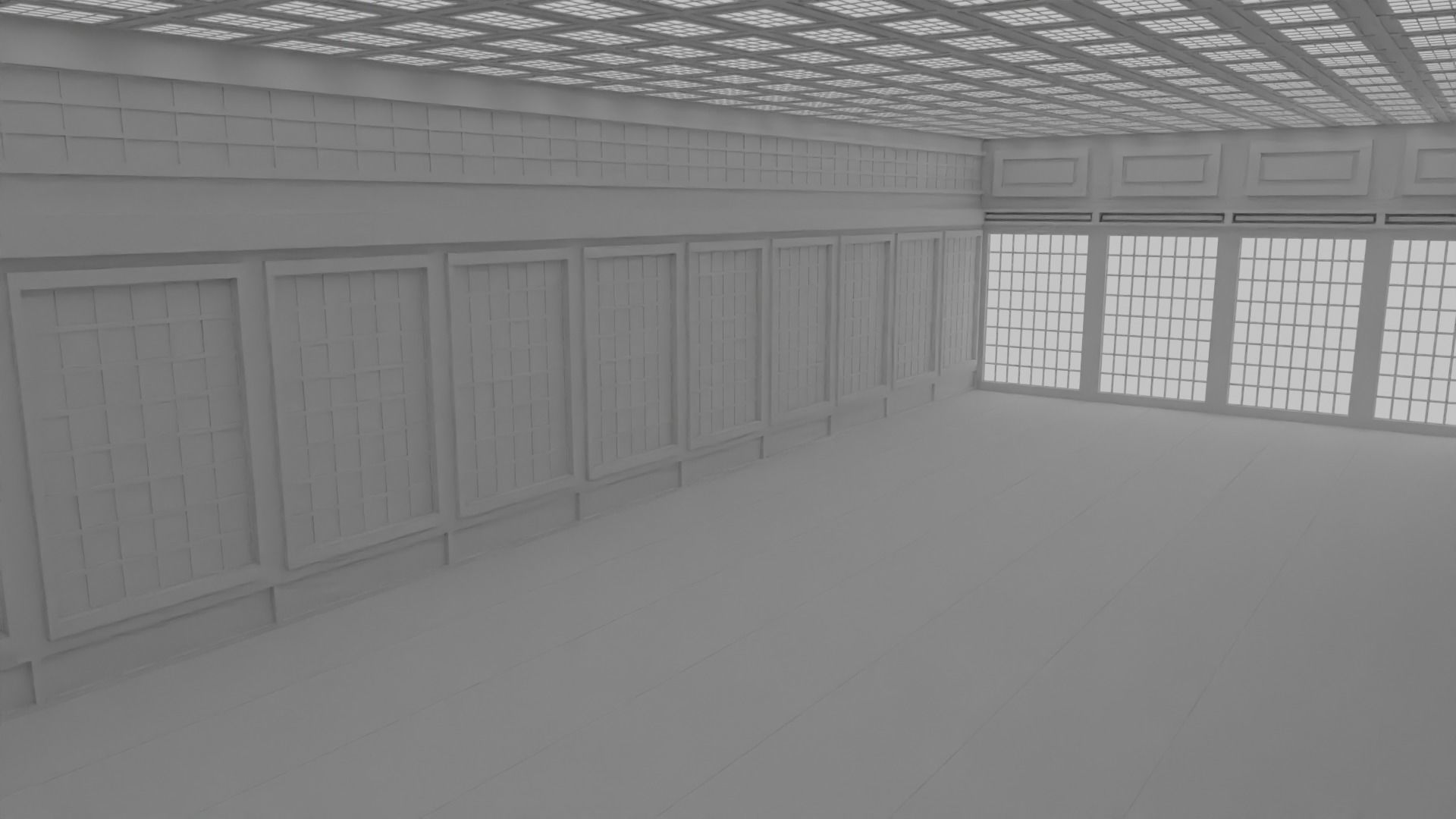 Japanese training dojo no material 3D model_2