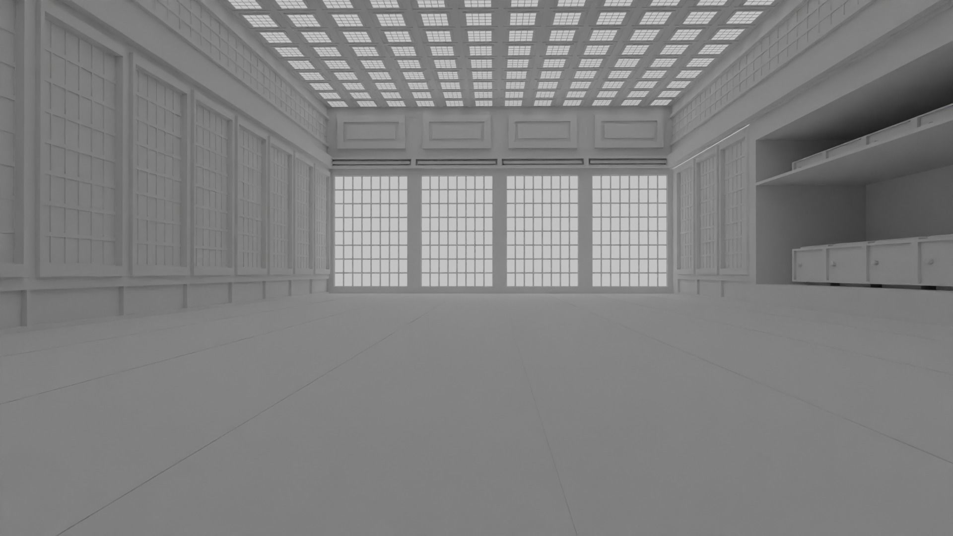 Japanese training dojo no material 3D model_3