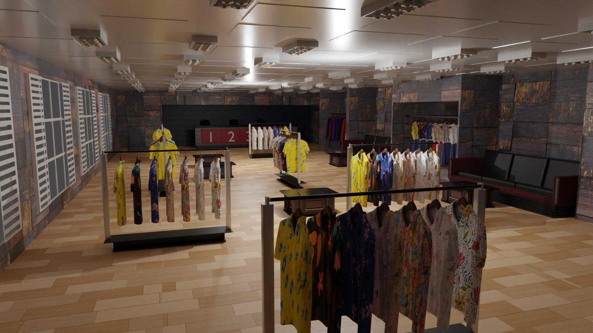 Clothing Store Interior Low-poly 3D model_1