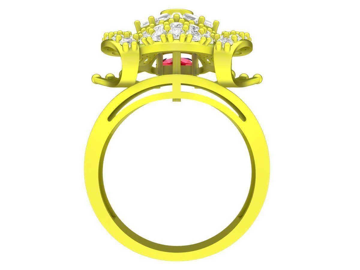 A7108 Luxury Baguette Diamond Lucky Toad Women Ring 3D print model_2