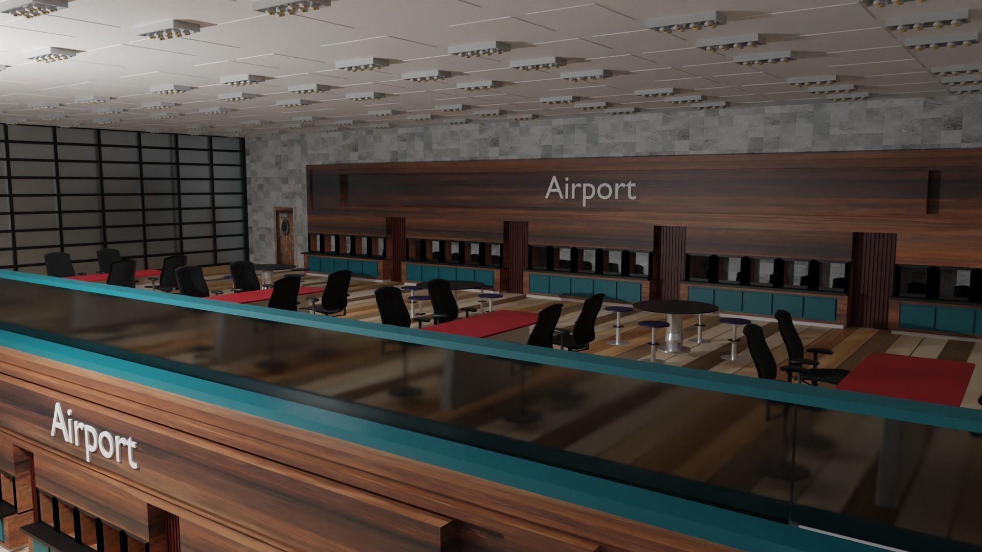 Airport Departures Lounge Low-poly 3D model_3