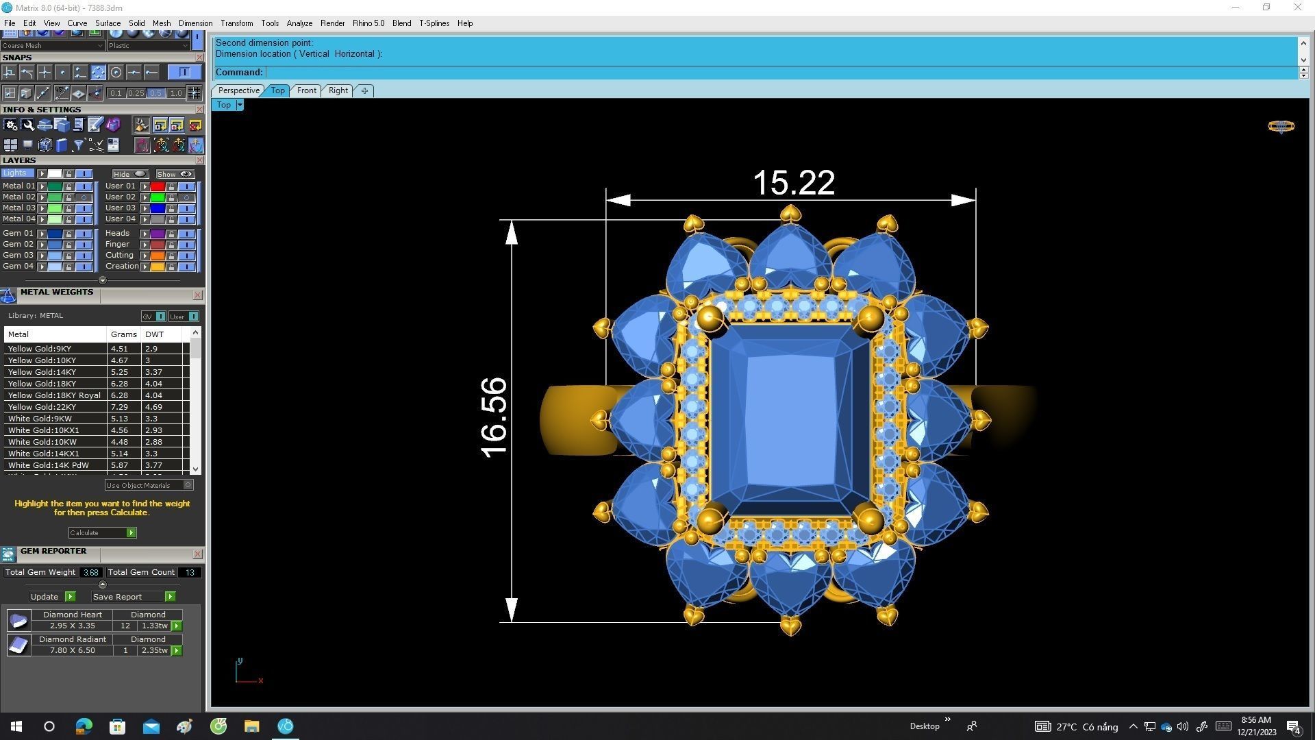 7360 set 3 diamond men and women ring 3D print model_15