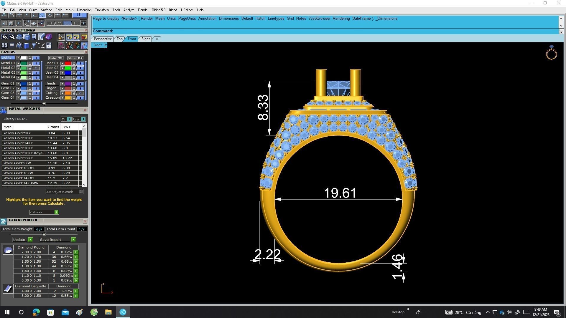 7360 set 3 diamond men and women ring 3D print model_8
