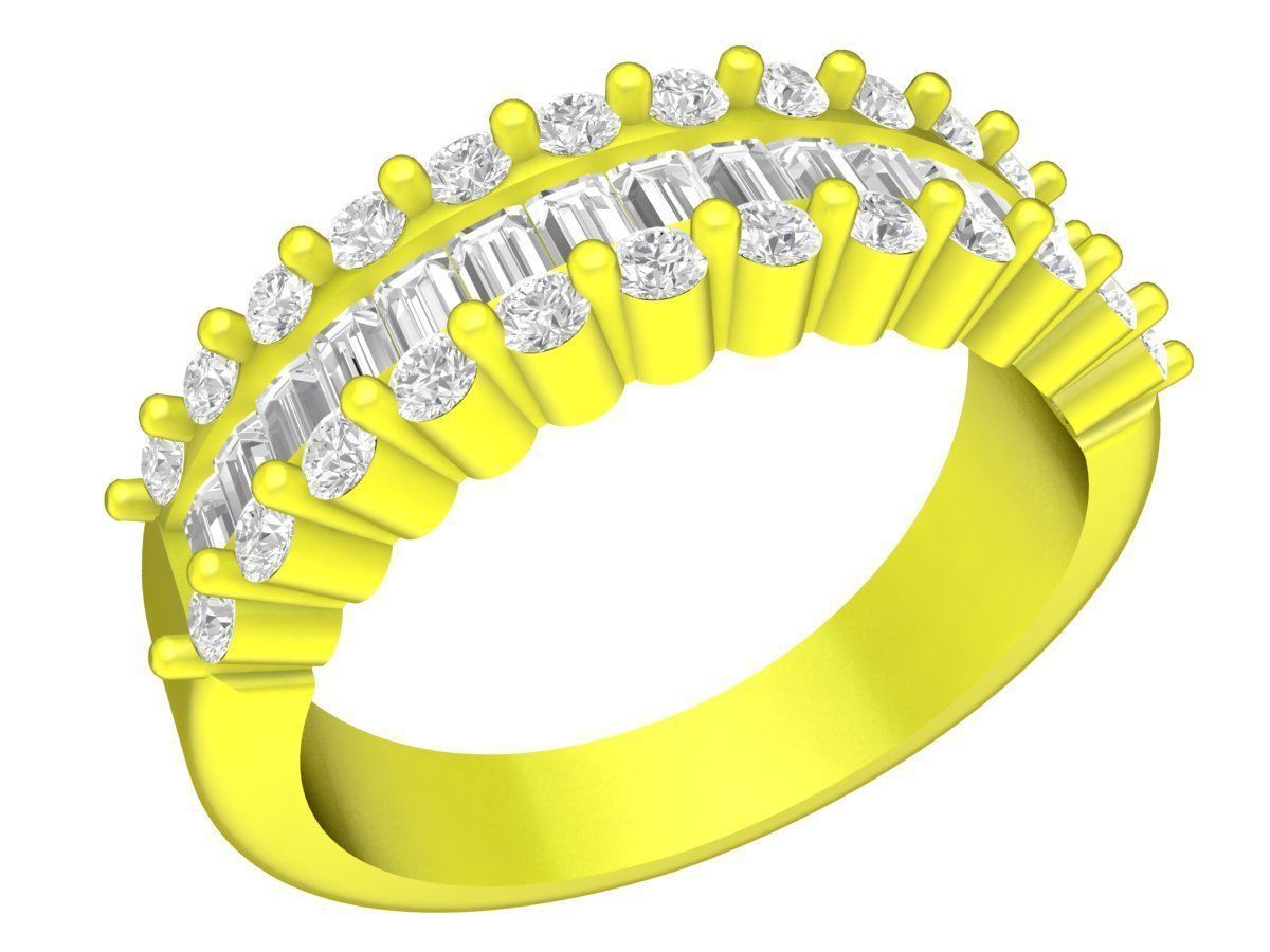 7360 set 3 diamond men and women ring 3D print model_2