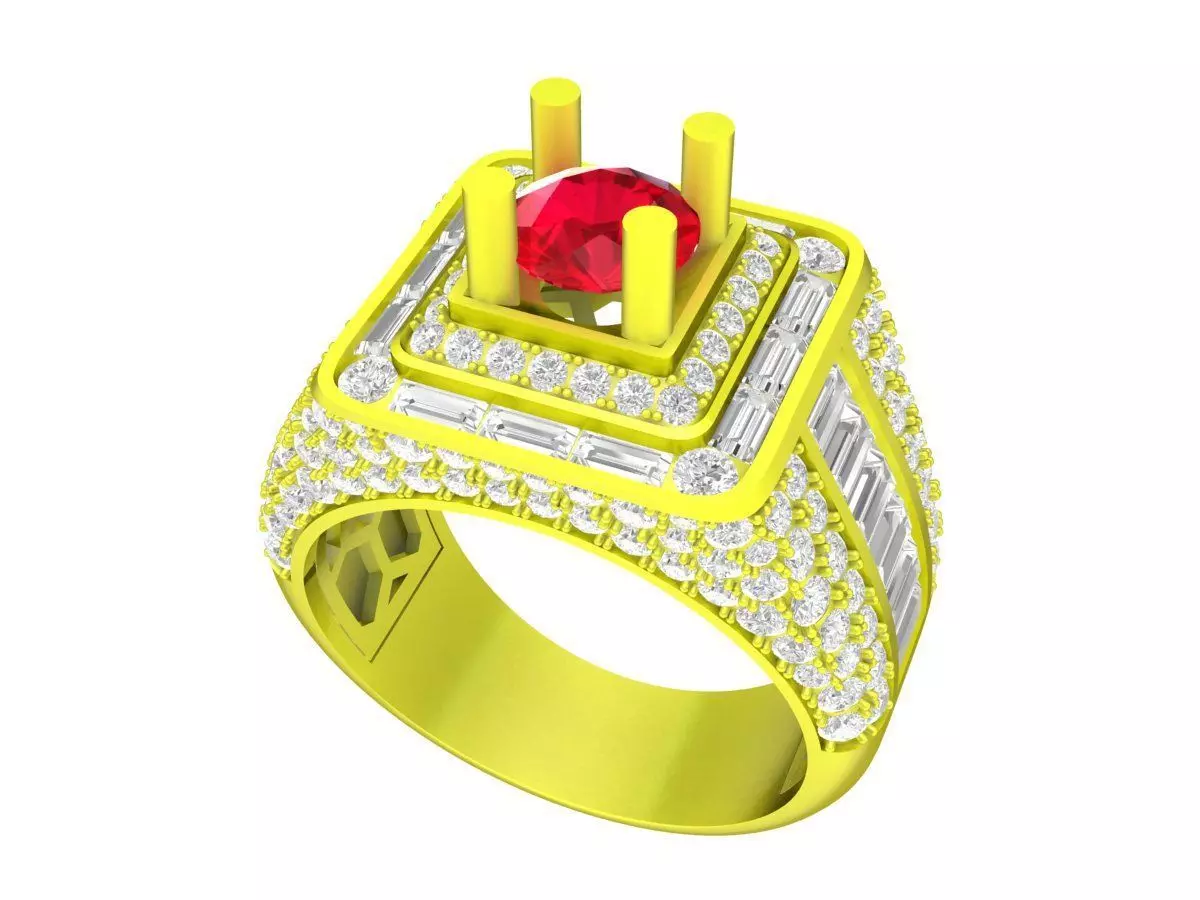 7360 set 3 diamond men and women ring 3D print model_0