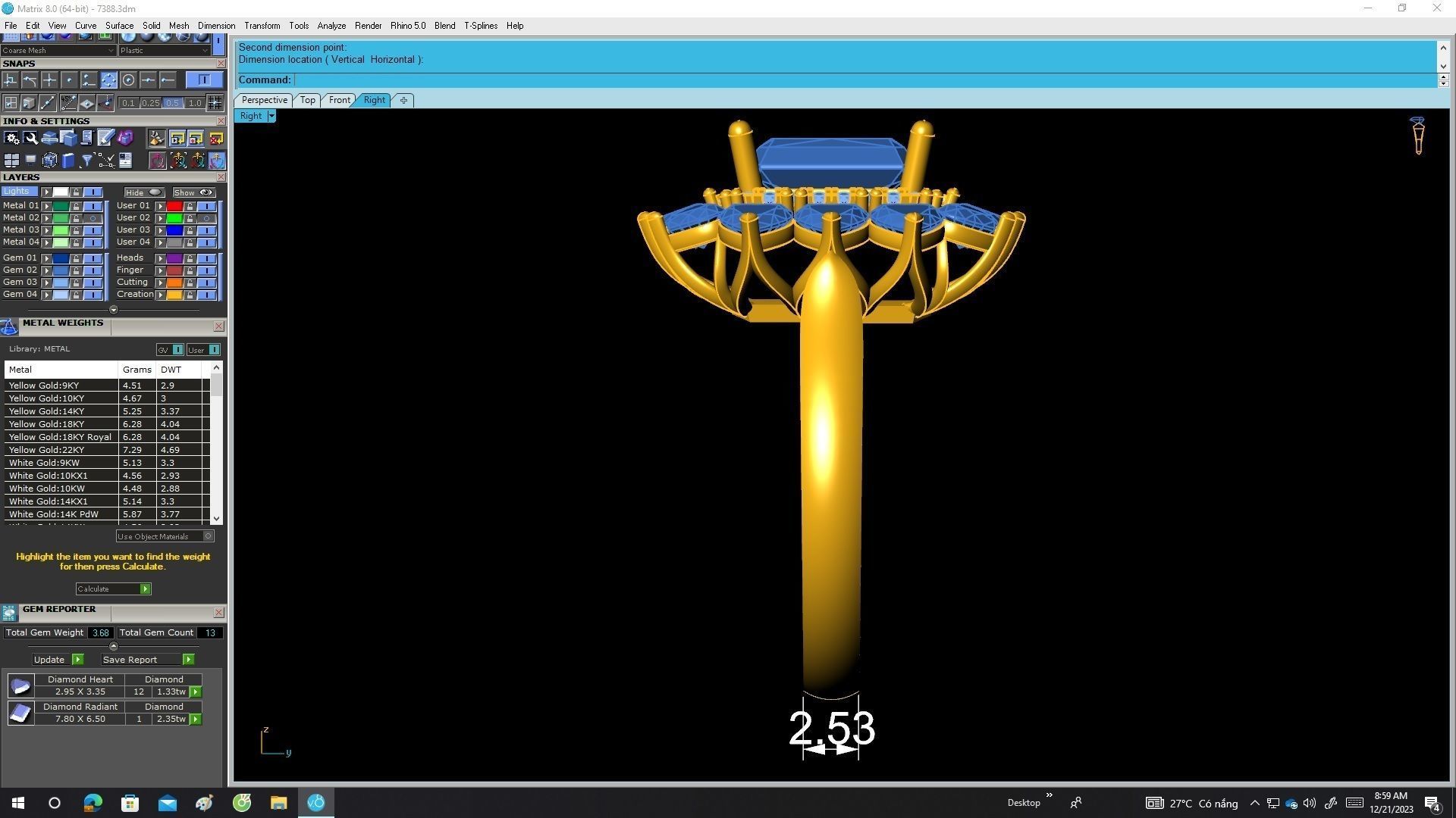 7360 set 3 diamond men and women ring 3D print model_17