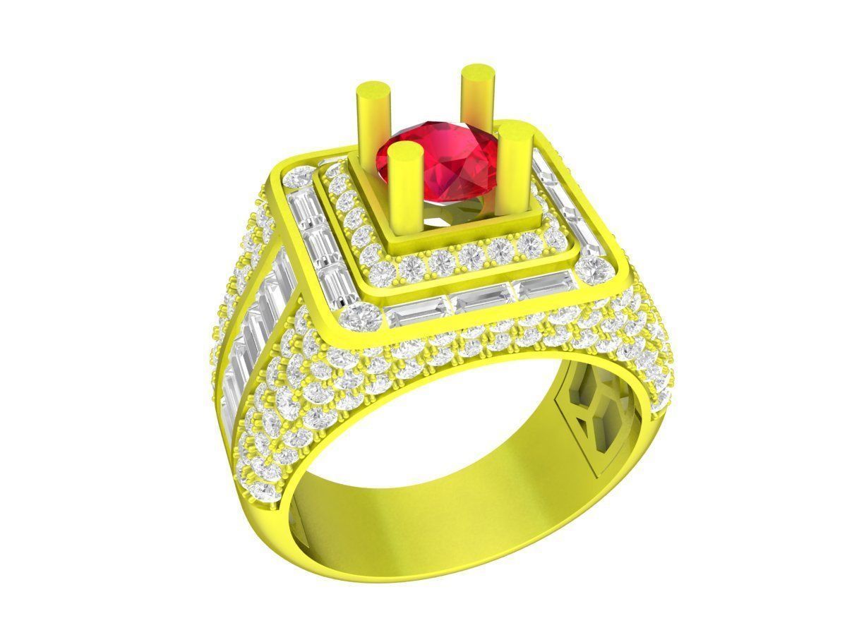 7360 set 3 diamond men and women ring 3D print model_6