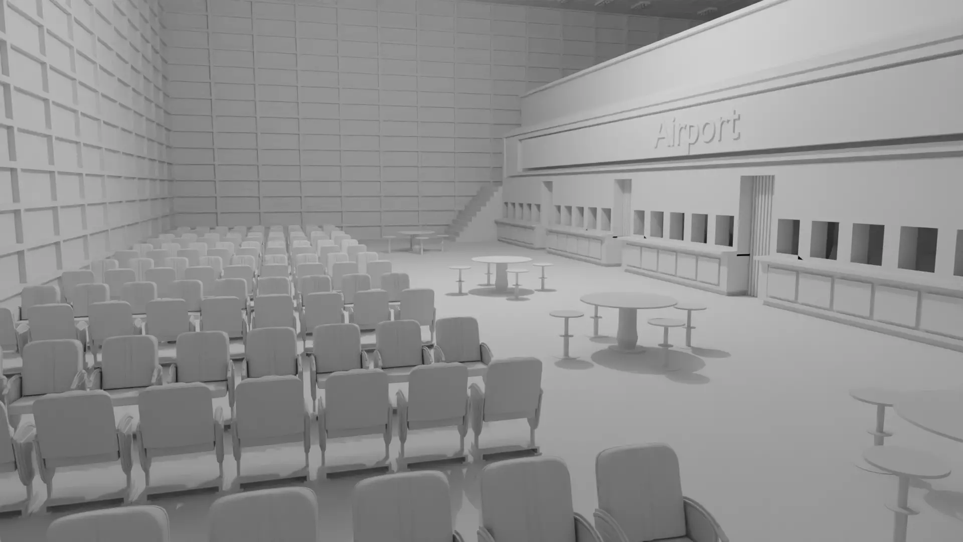 Airport Departures Lounge No Material 3D model_0