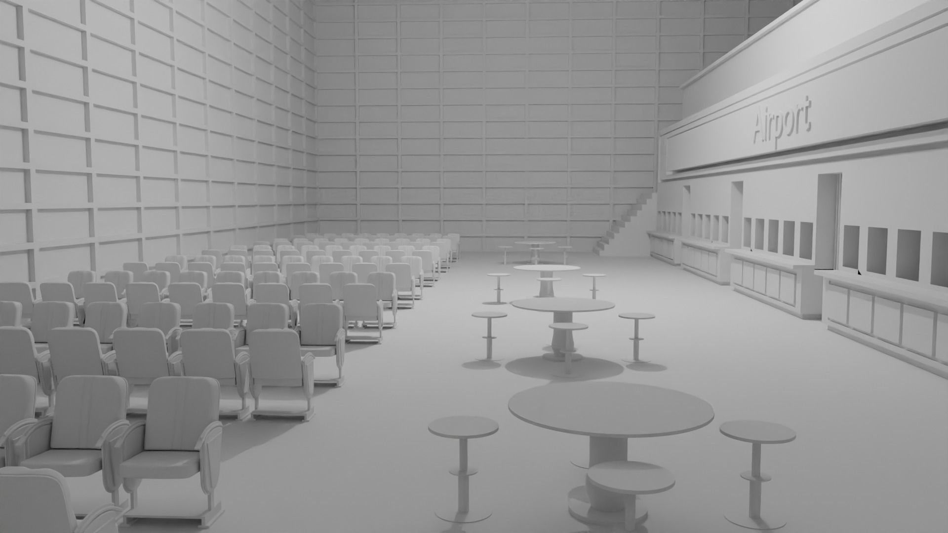 Airport Departures Lounge No Material 3D model_1