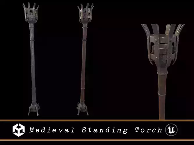 Medieval Standing Torch  Low-poly 3D model