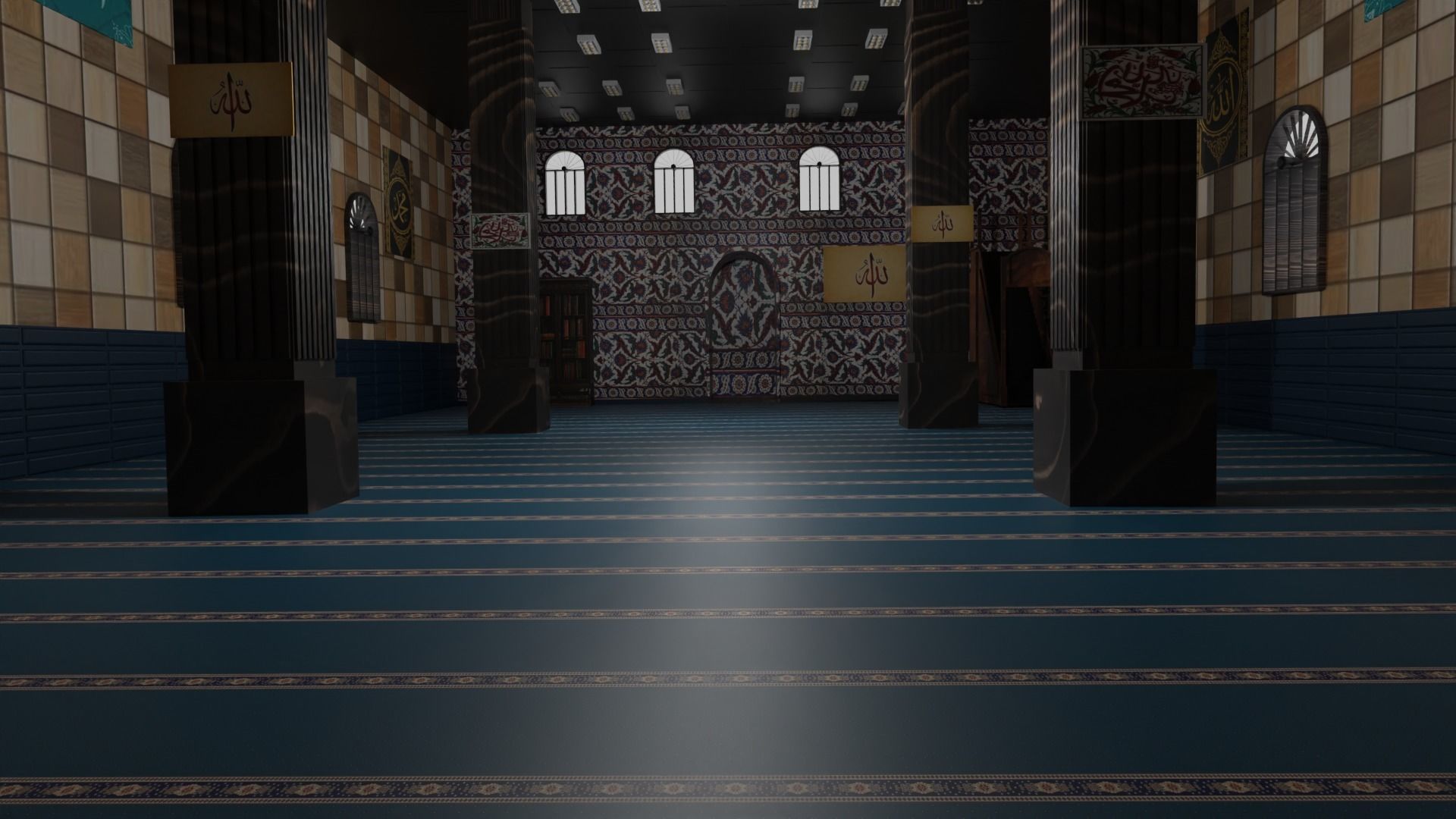 Mosque Interior Low-poly 3D model_2