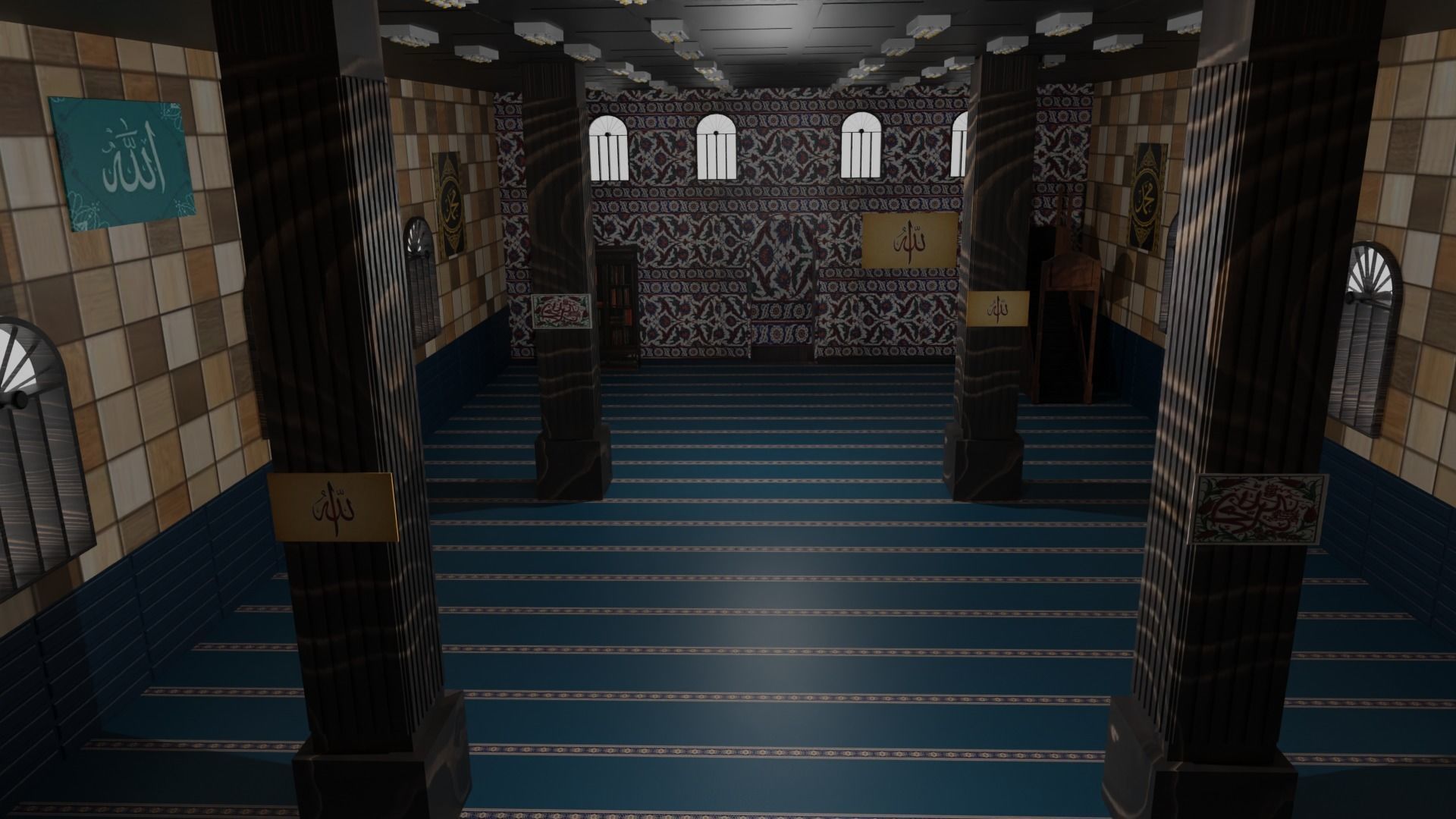 Mosque Interior Low-poly 3D model_6