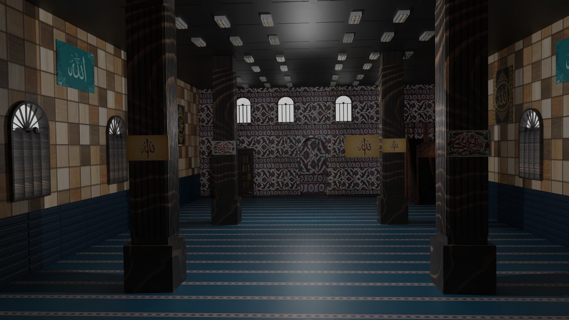 Mosque Interior Low-poly 3D model_1