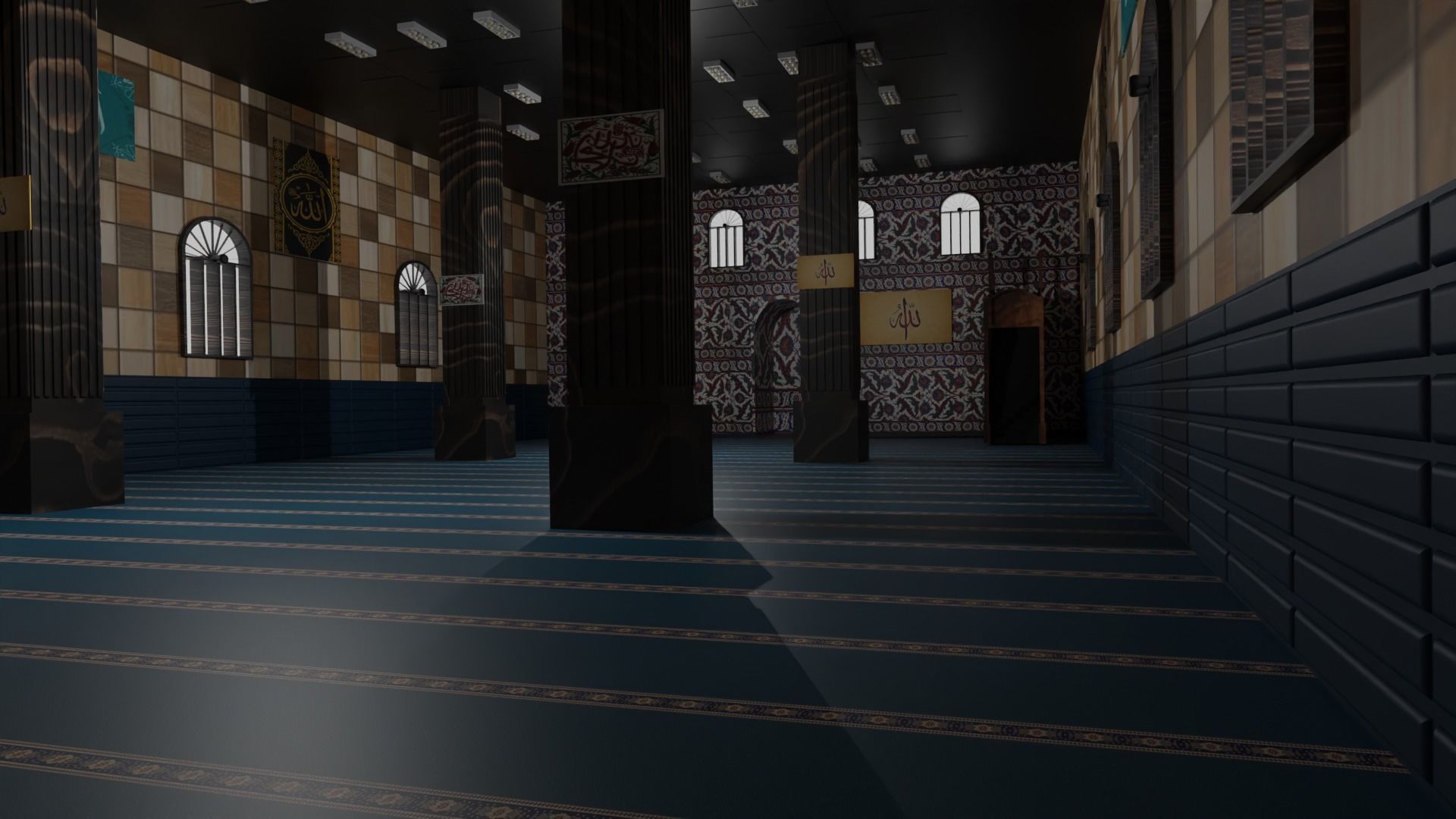 Mosque Interior Low-poly 3D model_4