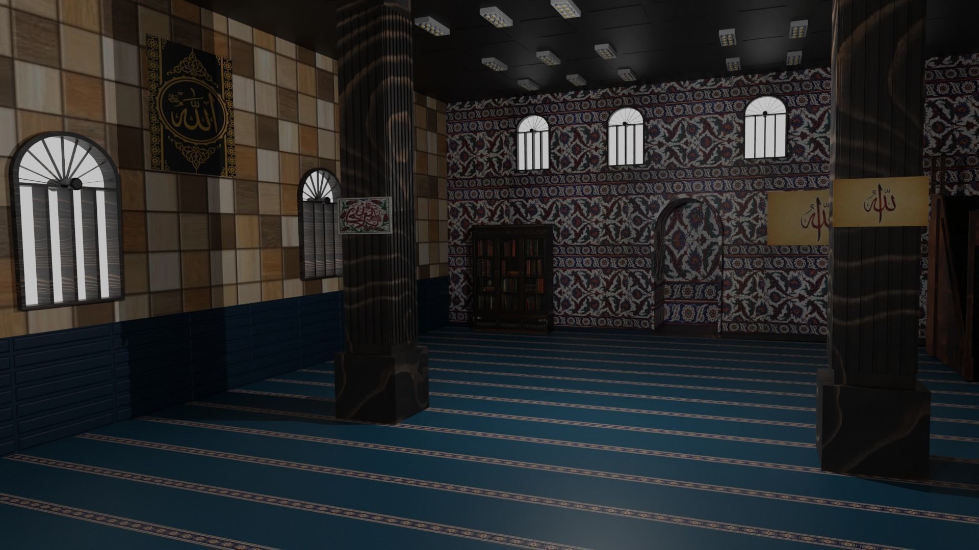Mosque Interior Low-poly 3D model_3