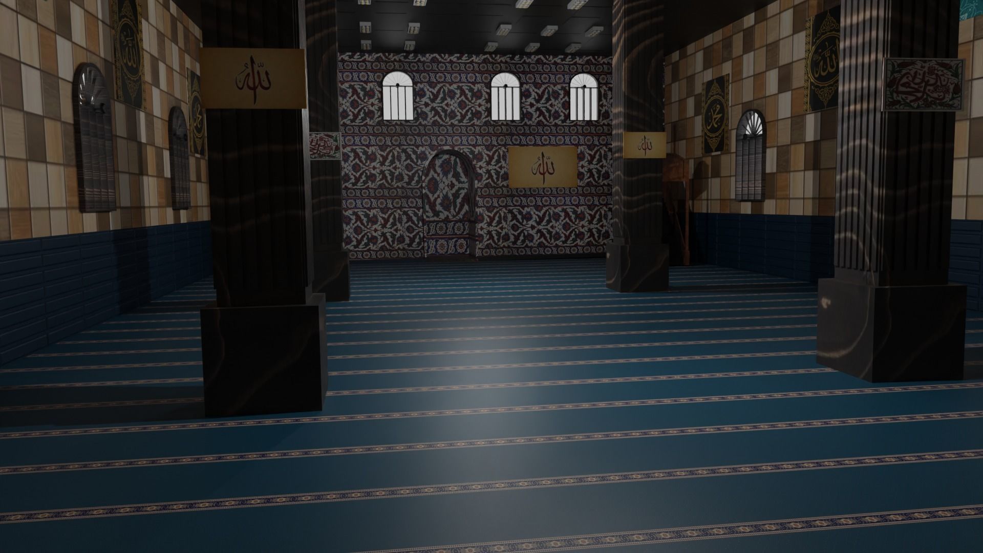 Mosque Interior Low-poly 3D model_5