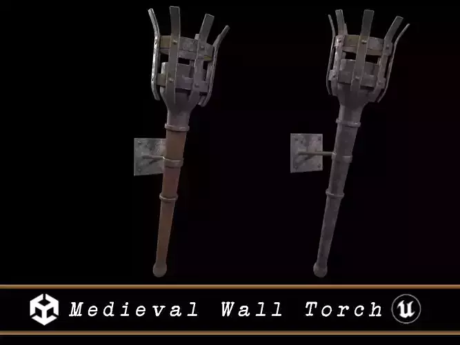 Medieval Wall Torch Low-poly 3D model