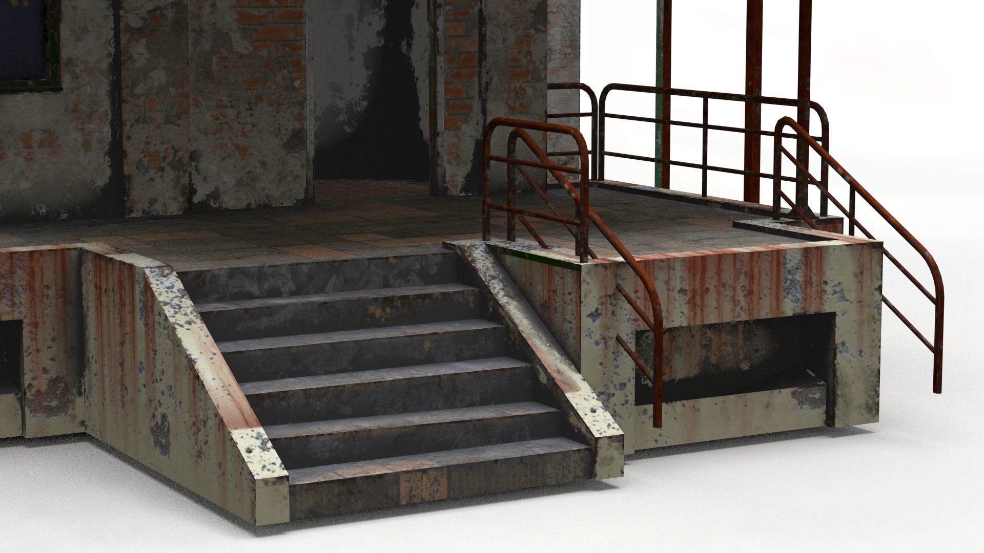 Abandoned Factory Building Low-poly Low-poly 3D model_4