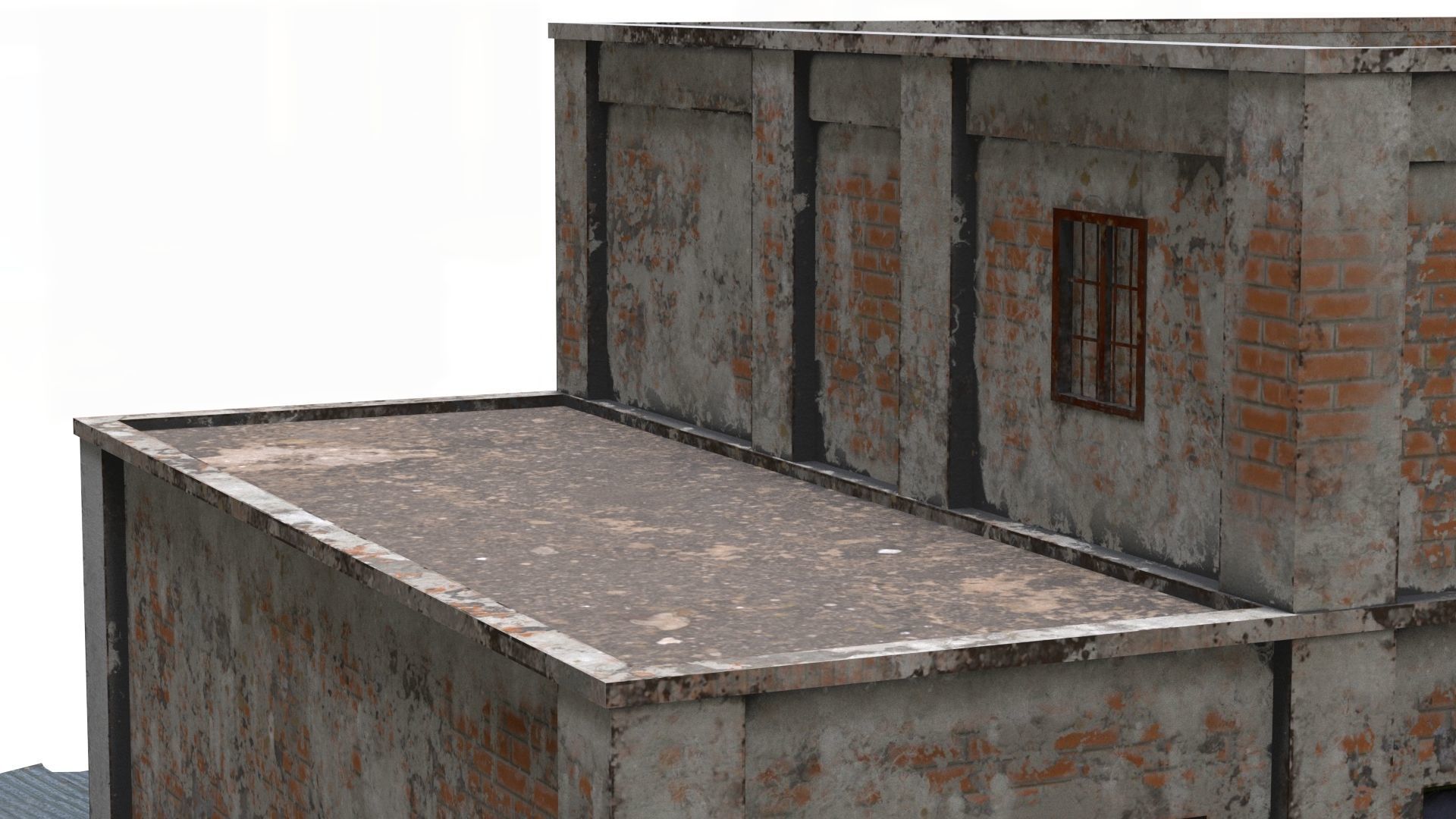 Abandoned Factory Building Low-poly Low-poly 3D model_7