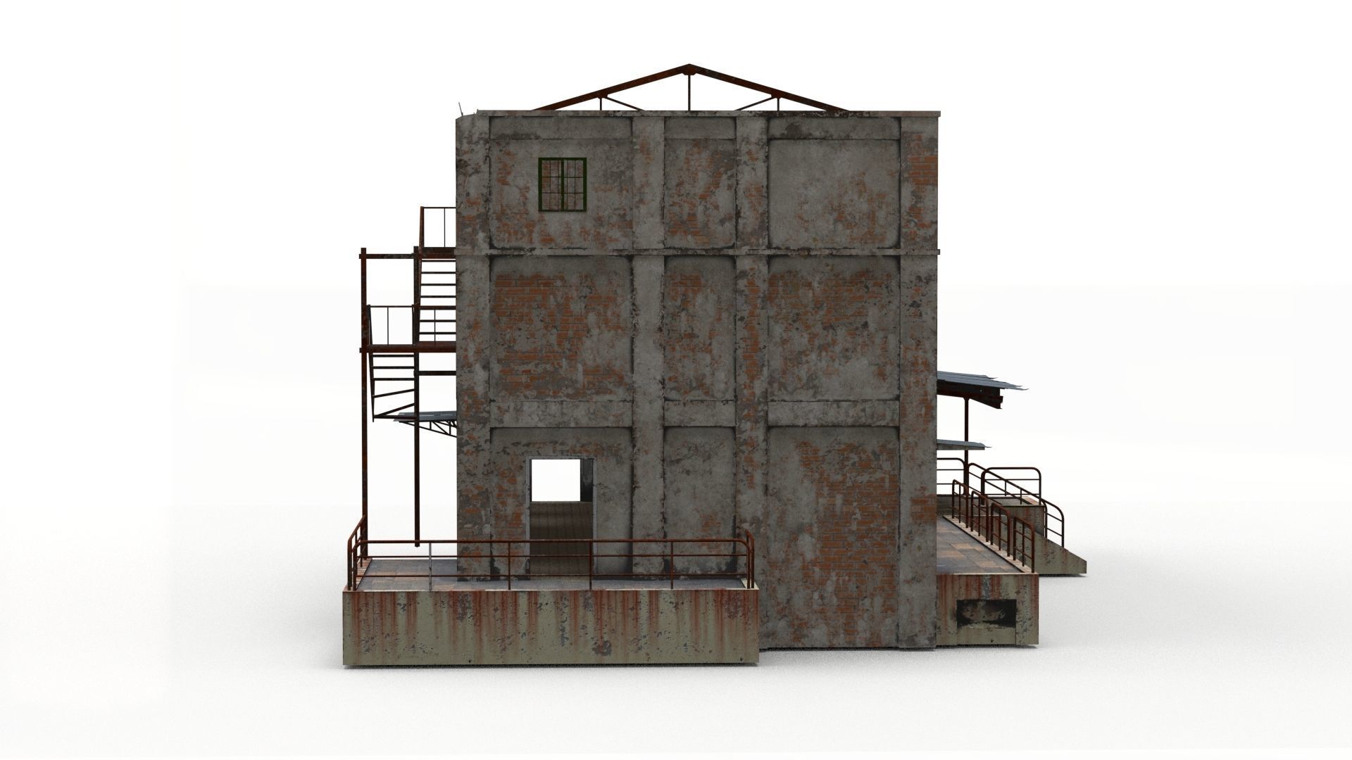 Abandoned Factory Building Low-poly Low-poly 3D model_8